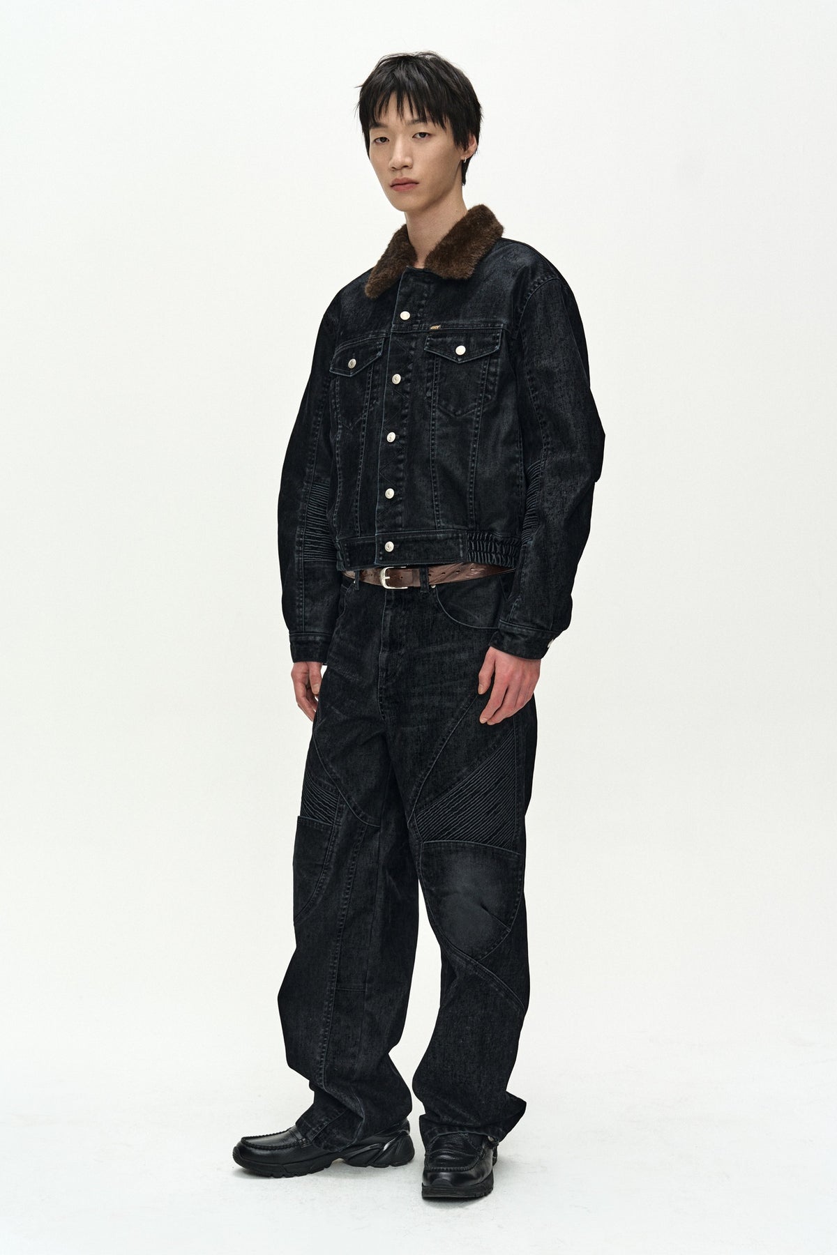 Andersson Bell - Unisex Rodeo Biker Wide-Leg Jeans (Black) product image 4 | TRAB K-Fashion Australia