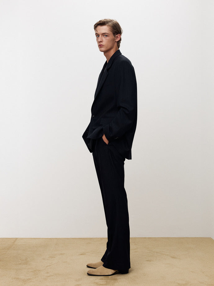 Tonywack - Striped Wool Relaxed Tailored Jacket (Navy Pinstripe) product image 3 | TRAB K-Fashion Australia