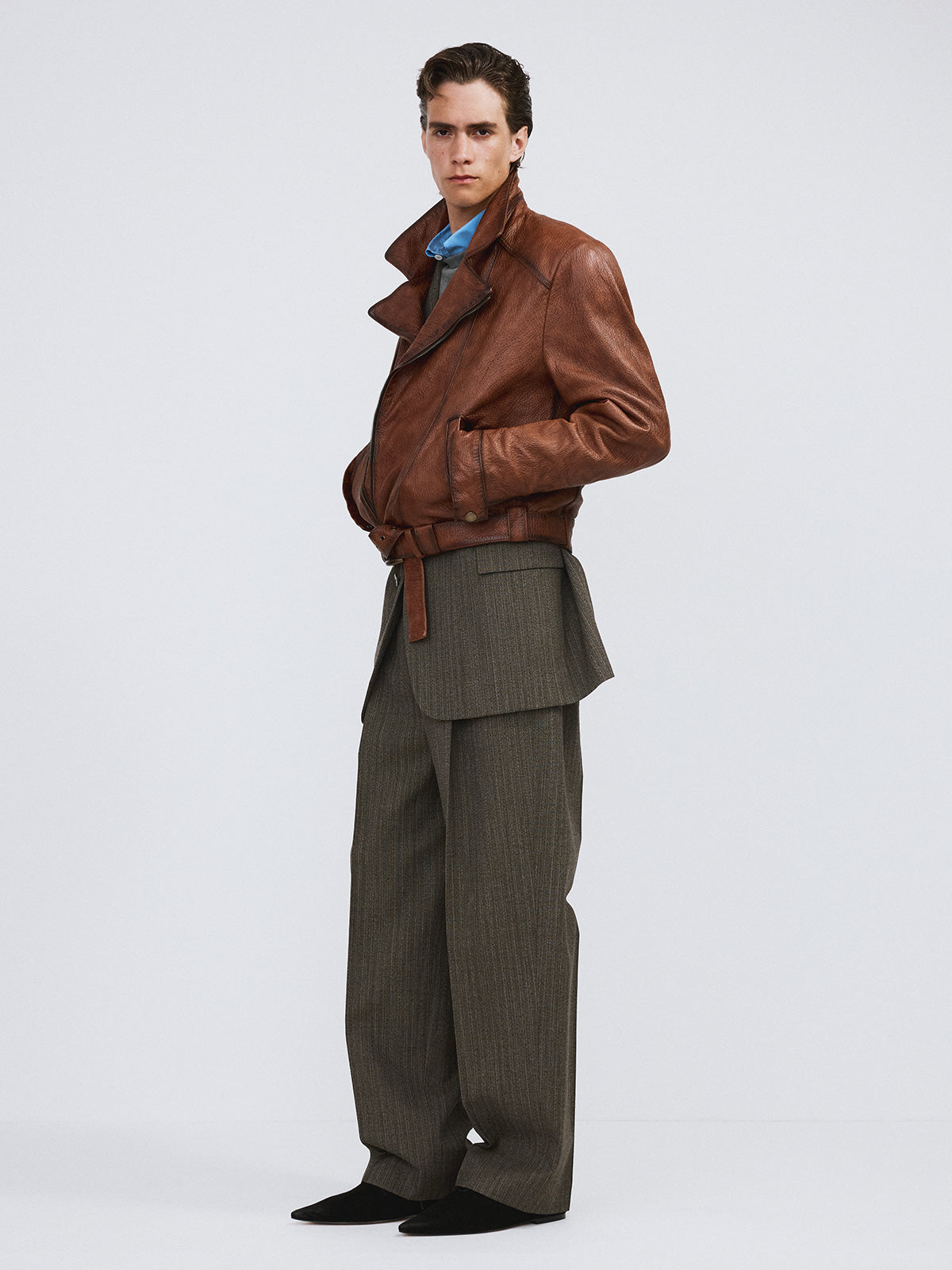 Recto - Vintage Effect Biker Jacket (Cognac) product image 3 | TRAB K-Fashion Australia