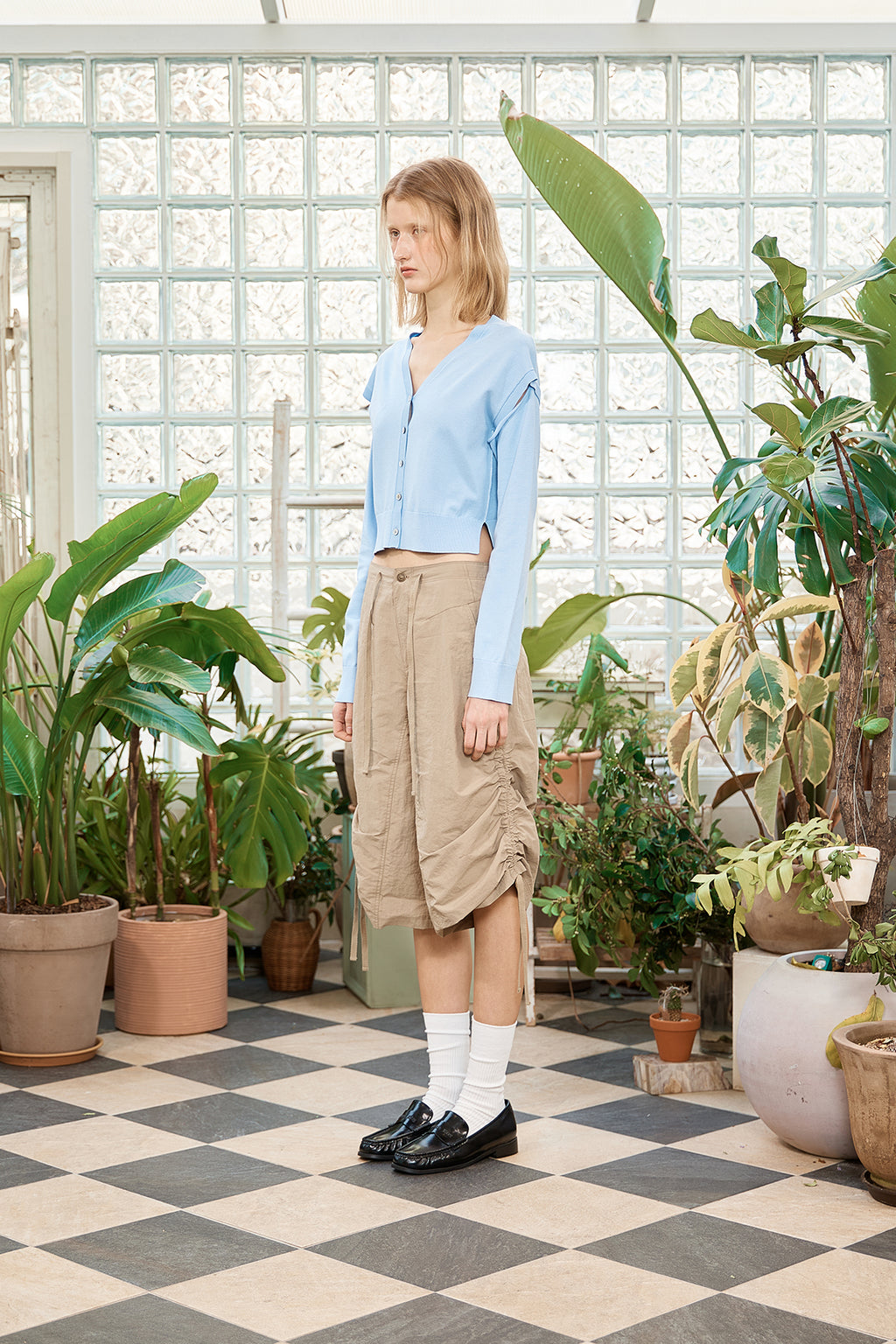 Matin Kim - Slit Detail Button Cardigan (Light Blue) product image 8 | TRAB K-Fashion Australia