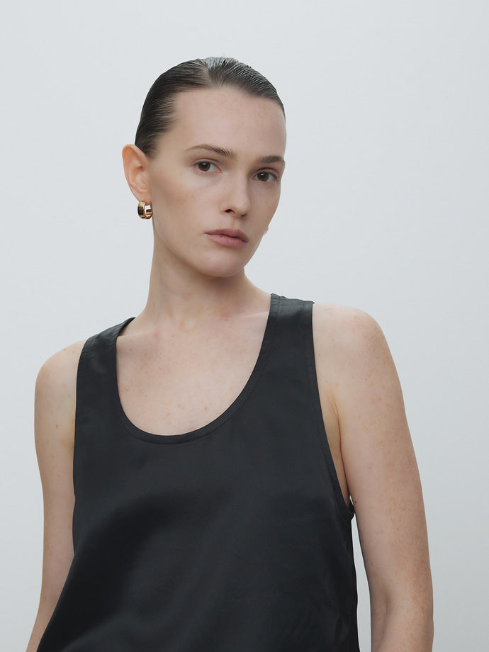 Tonywack - Tailored Satin Sleeveless Top (Black) product image 1 | TRAB K-Fashion Australia