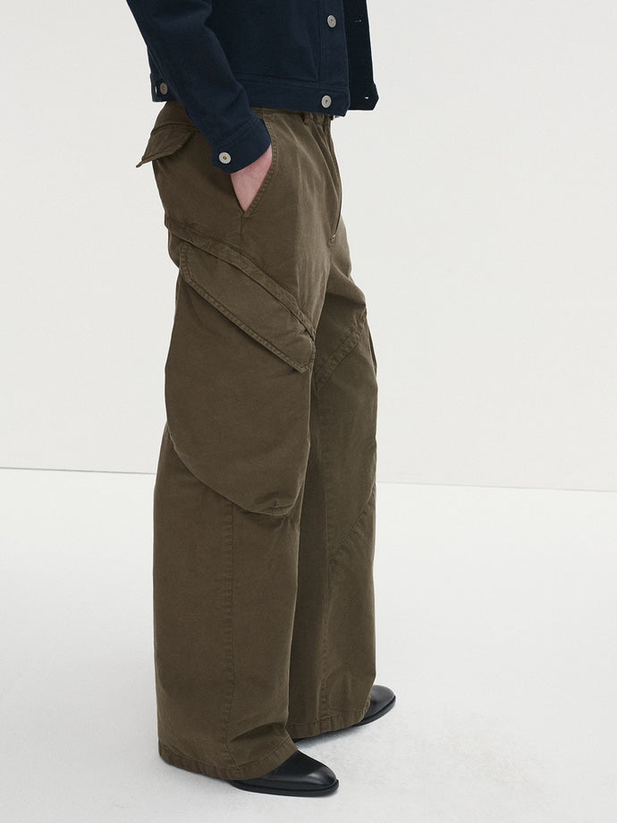 Tonywack - Garment-Dyed Gabardine Wide Cargo Pants (Olive) product image 4 | TRAB K-Fashion Australia
