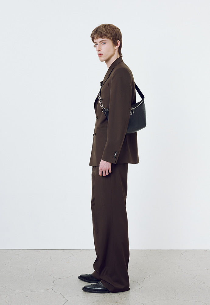 Tonywack - Wool Twill Pleated Wide Trousers (Brown) product image 3 | TRAB K-Fashion Australia