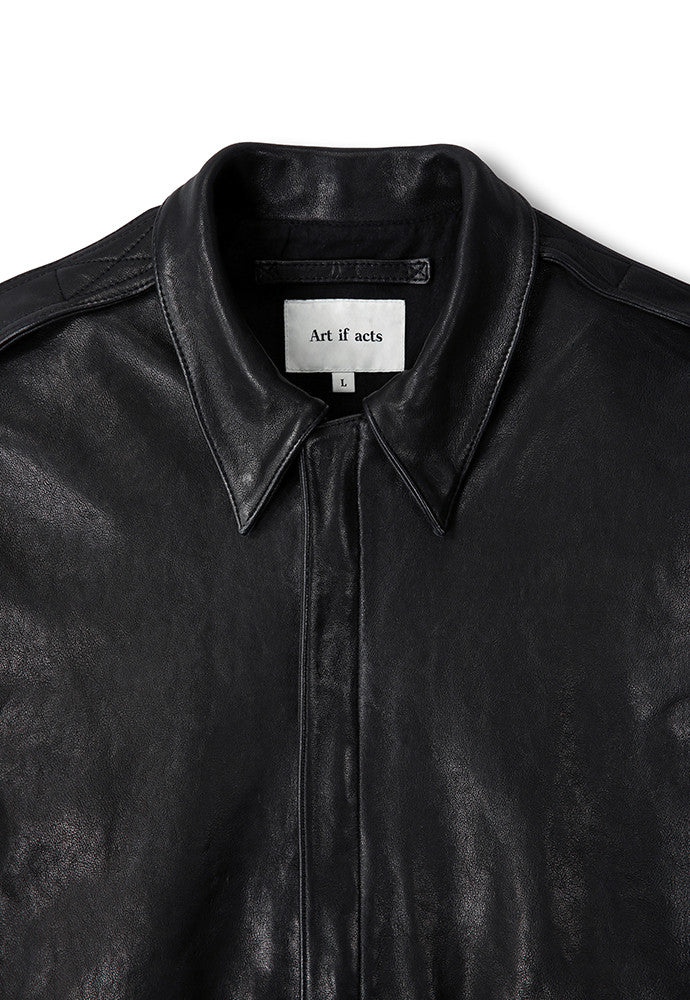 Art if acts - Washed Lambskin Leather A2 Jacket (Black) product image 10 | TRAB K-Fashion Australia