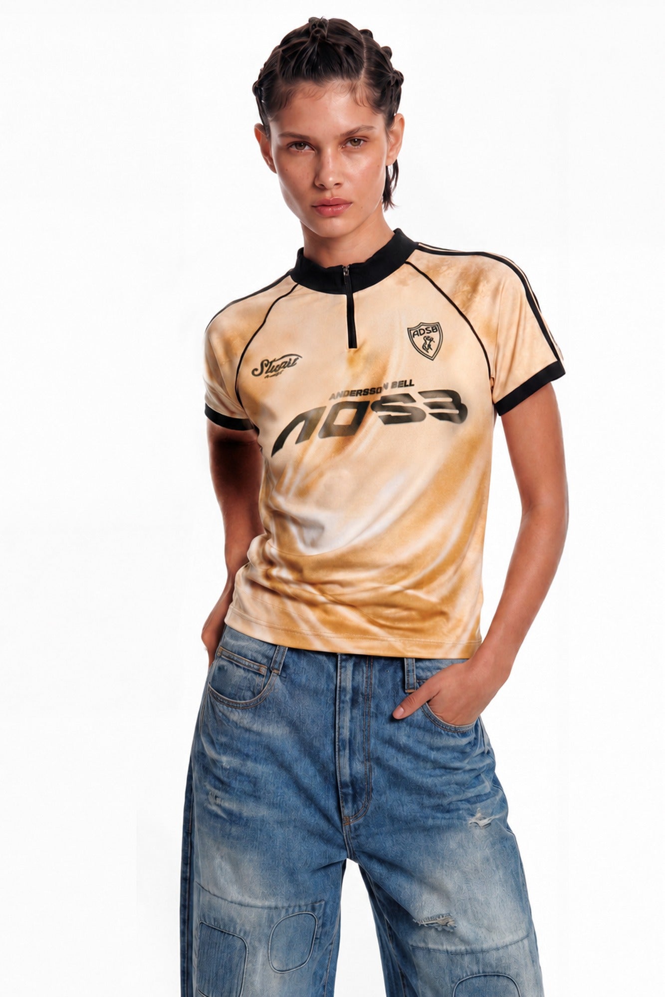 Andersson Bell - Printed Football Zip-Up Top (Gold) product image 1 | TRAB K-Fashion Australia