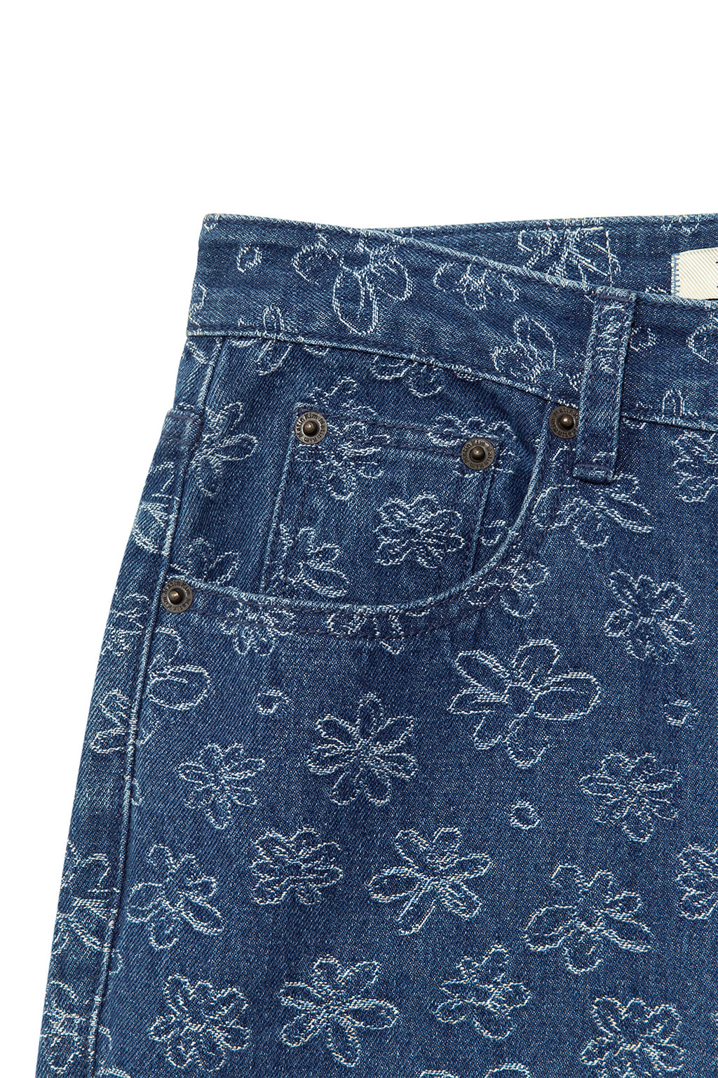 Matin Kim - Flower Pattern Flare Denim Pants (Blue) product image 4 | TRAB K-Fashion Australia