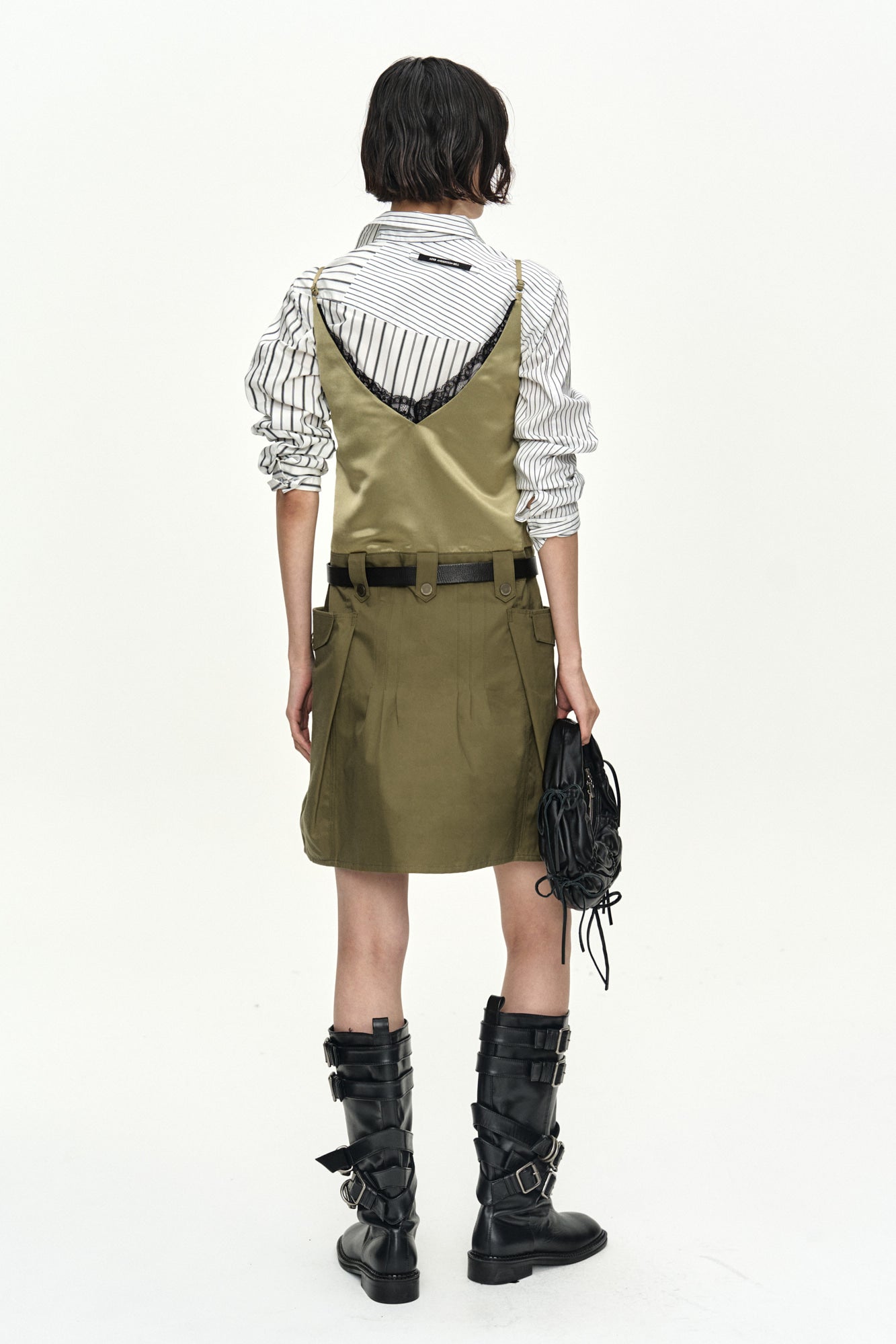 Andersson Bell - Lace Bra Printed Cargo Dress (Khaki) product image 3 | TRAB K-Fashion Australia