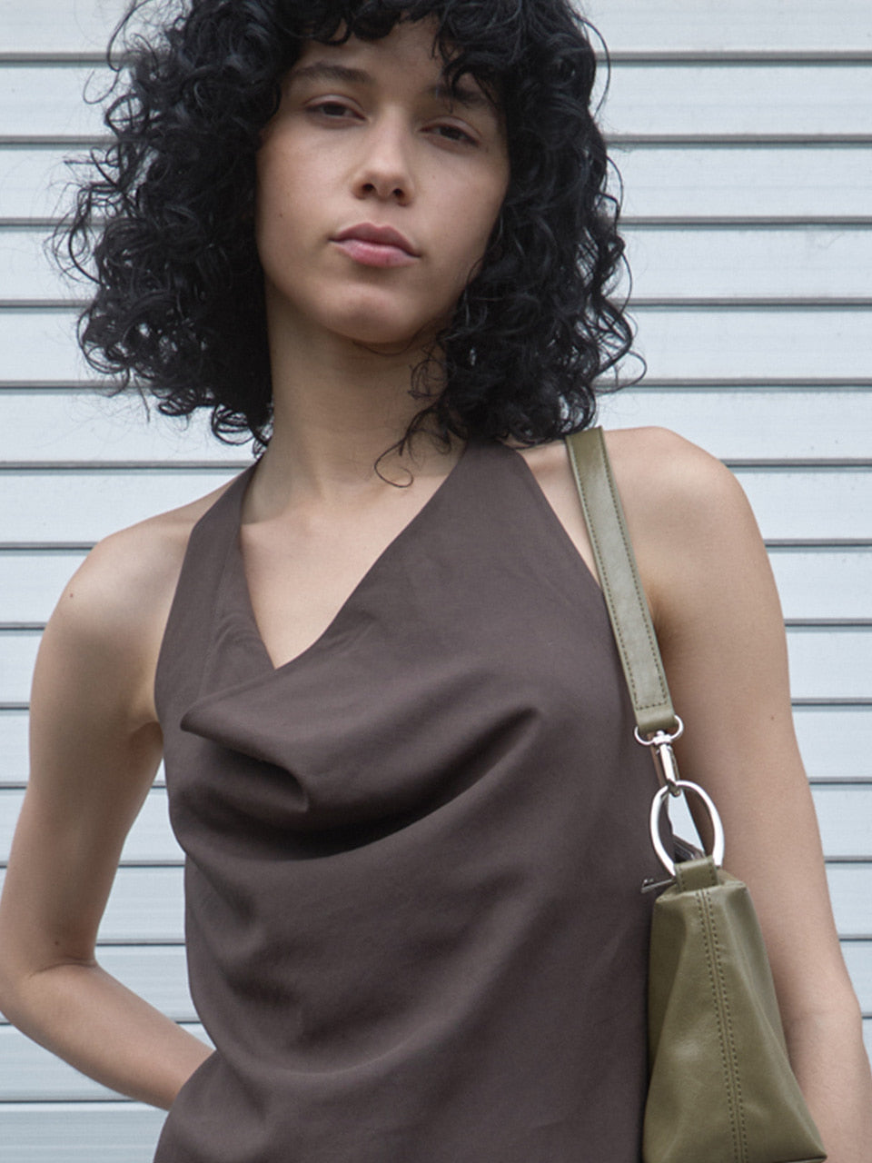 Kijun - Cowl Mini Dress (Brown) product image 6 | TRAB K-Fashion Australia