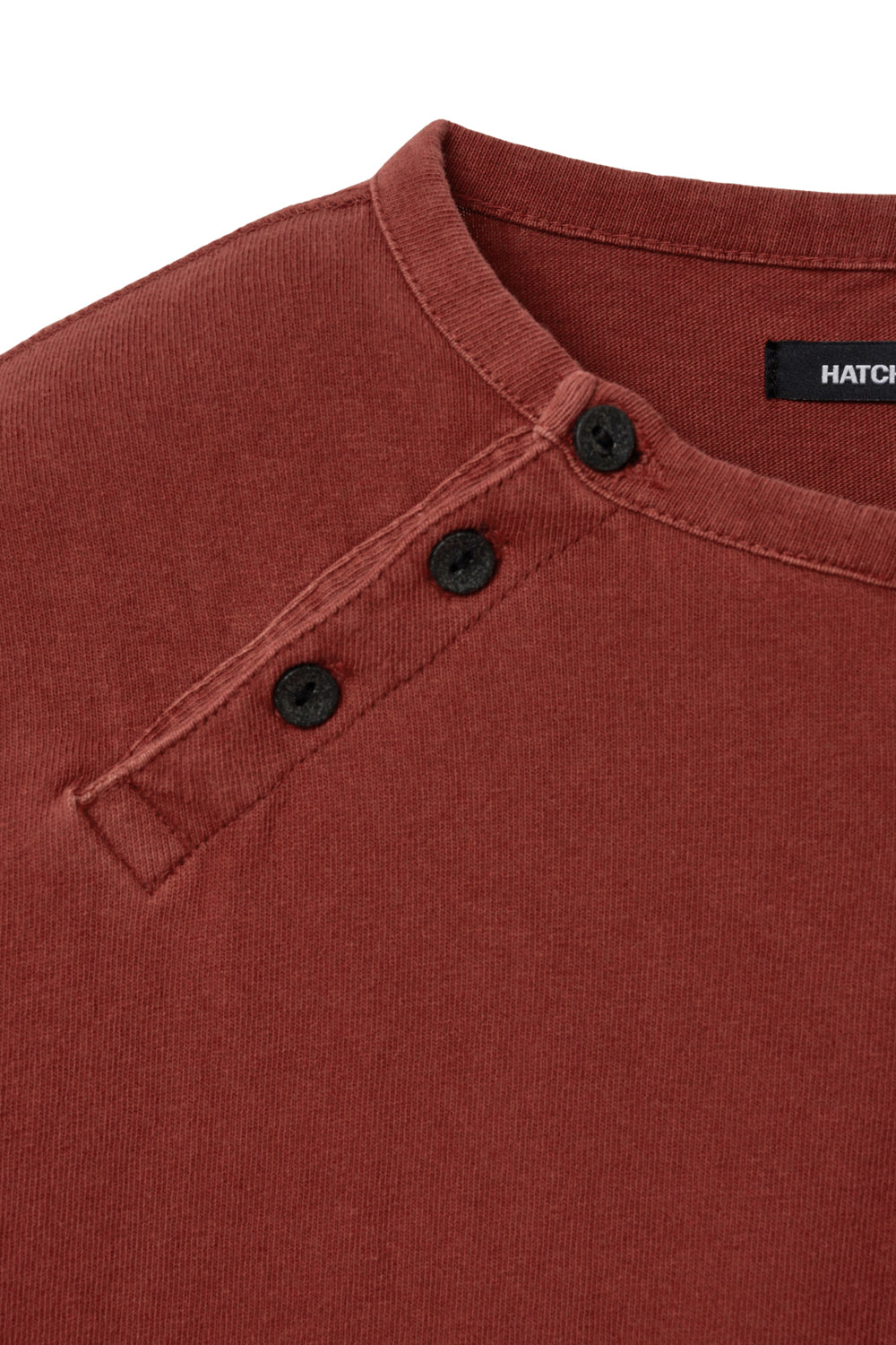 Hatchingroom - Double Henley Neck Tee Bleached (Red) product image 5 | TRAB K-Fashion Australia