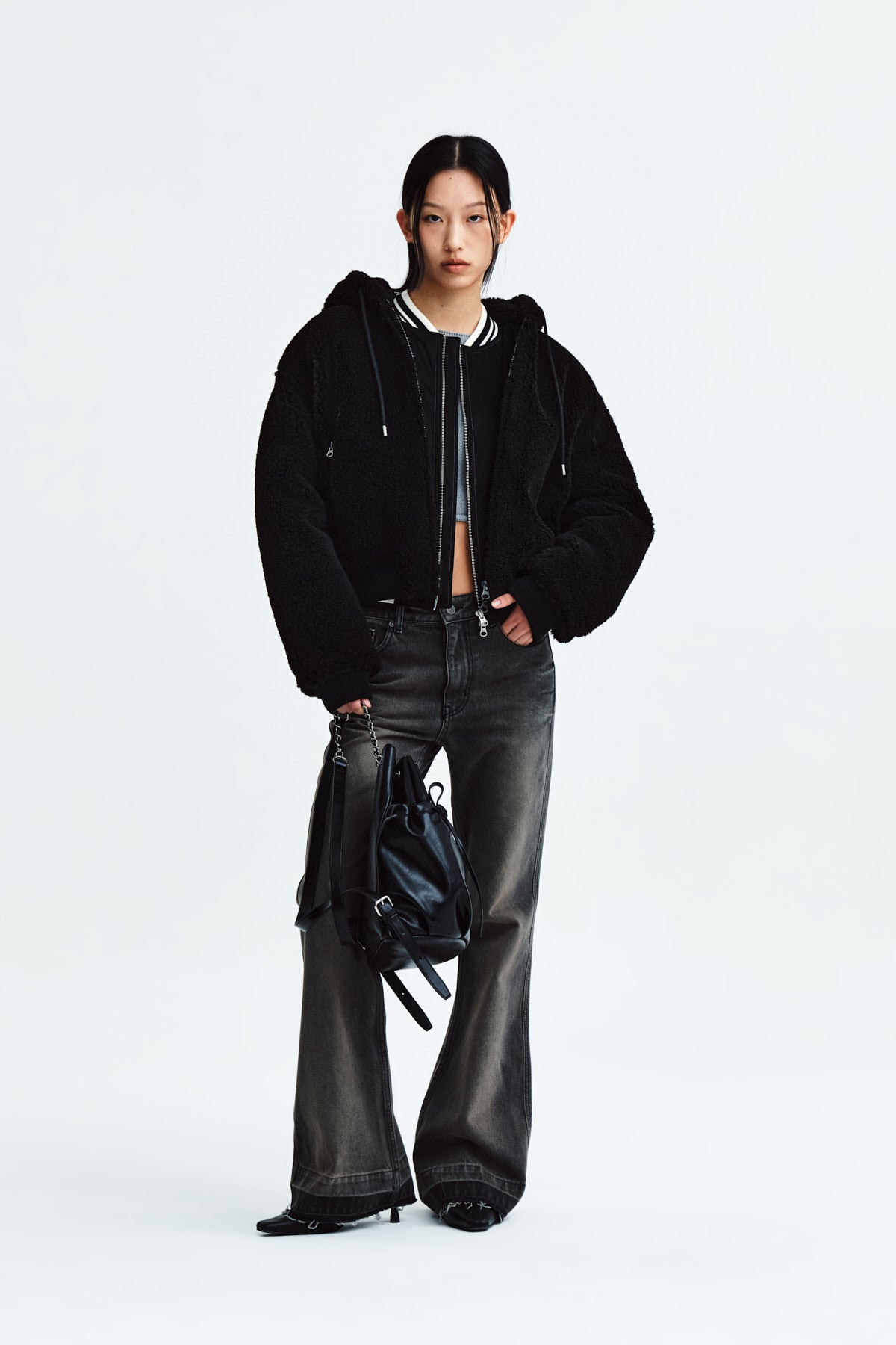 Matin Kim - Logo Point Fleece Hoody Jumper (Black) product image 9 | TRAB K-Fashion Australia