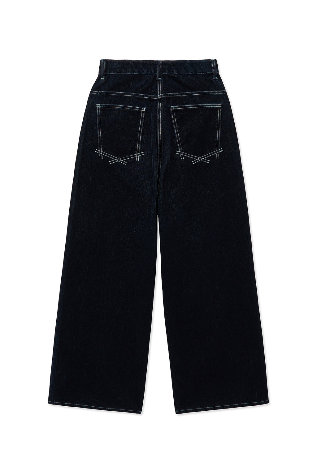Matin Kim - Reverse Velvet Wide Denim Pants (Navy) product image 2 | TRAB K-Fashion Australia