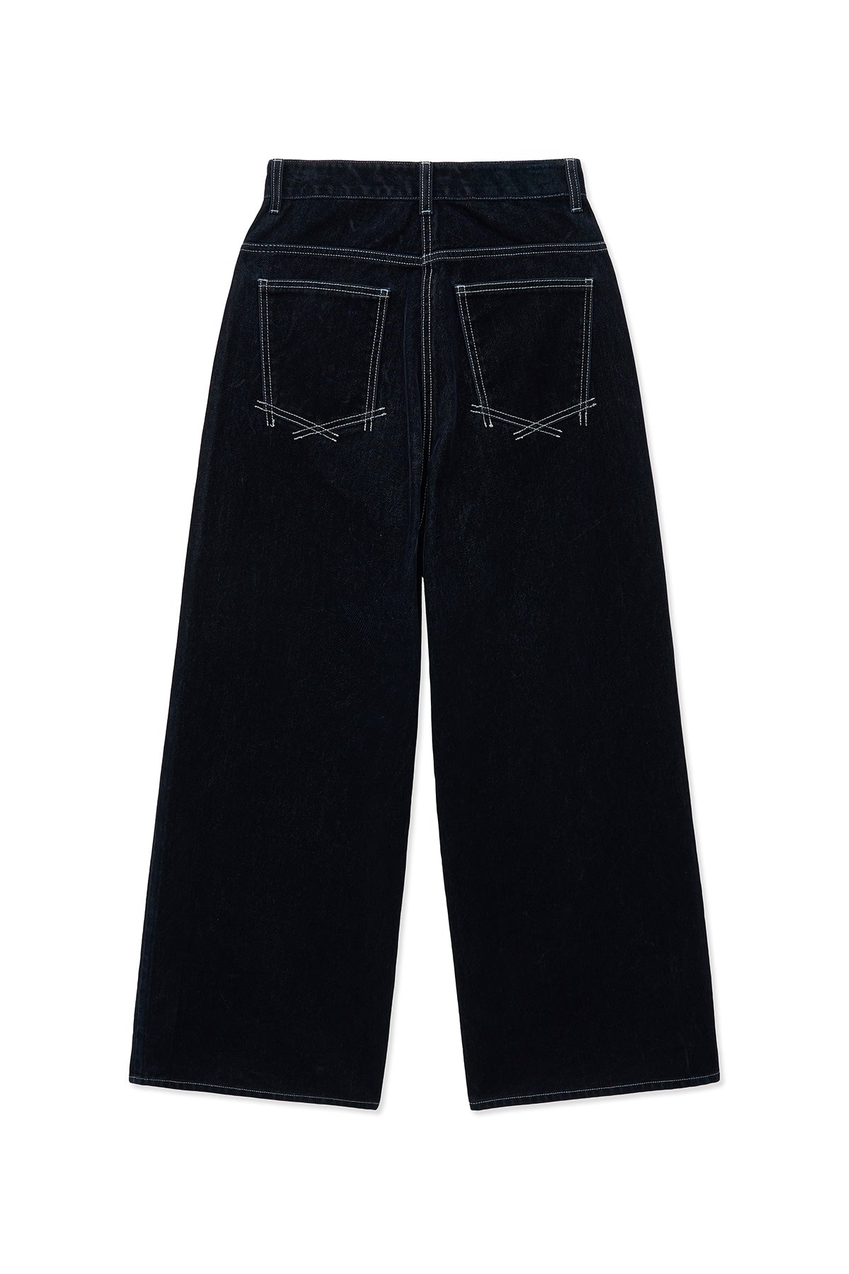 Matin Kim - Reverse Velvet Wide Denim Pants (Navy) product image 2 | TRAB K-Fashion Australia