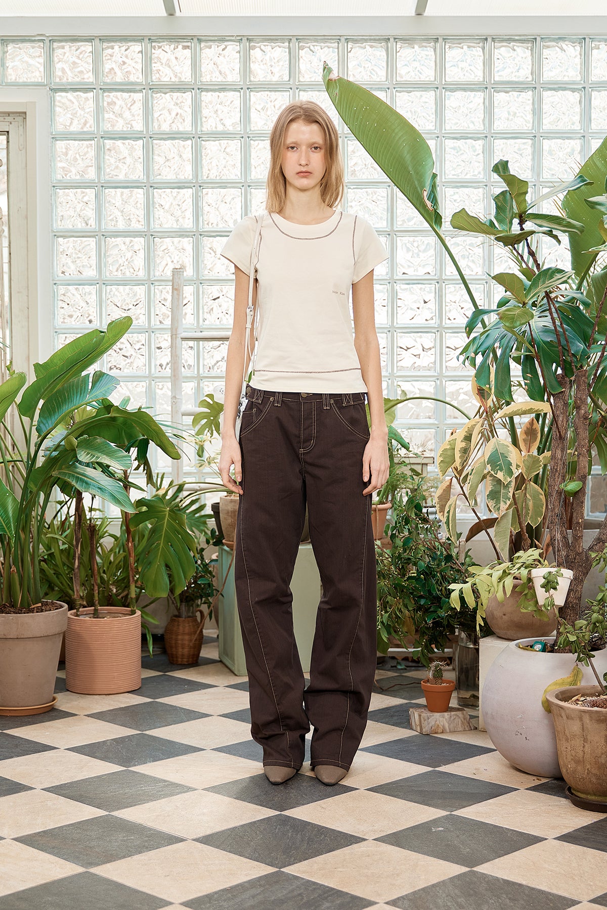 Matin Kim - Stitch Point Small Logo Top (Light Yellow) product image 11 | TRAB K-Fashion Australia