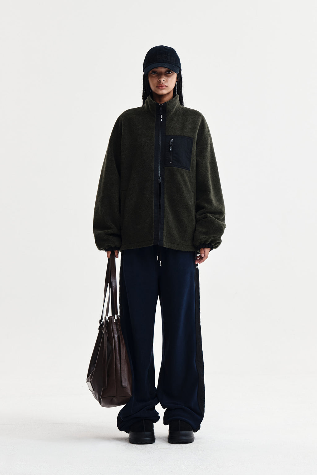 Matin Kim - Sherpa Fleece Drawstring Pants (Navy) product image 1 | TRAB K-Fashion Australia