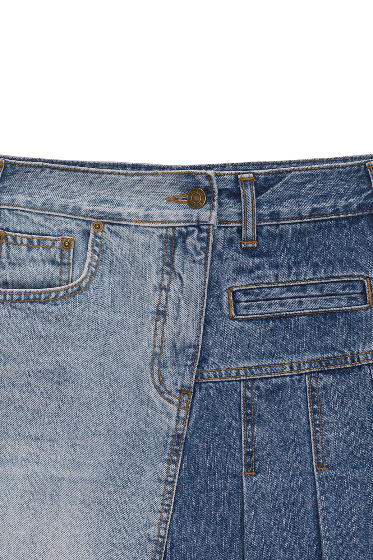 Matin Kim - Pleats Point Denim Midi Skirt (Blue) product image 3 | TRAB K-Fashion Australia