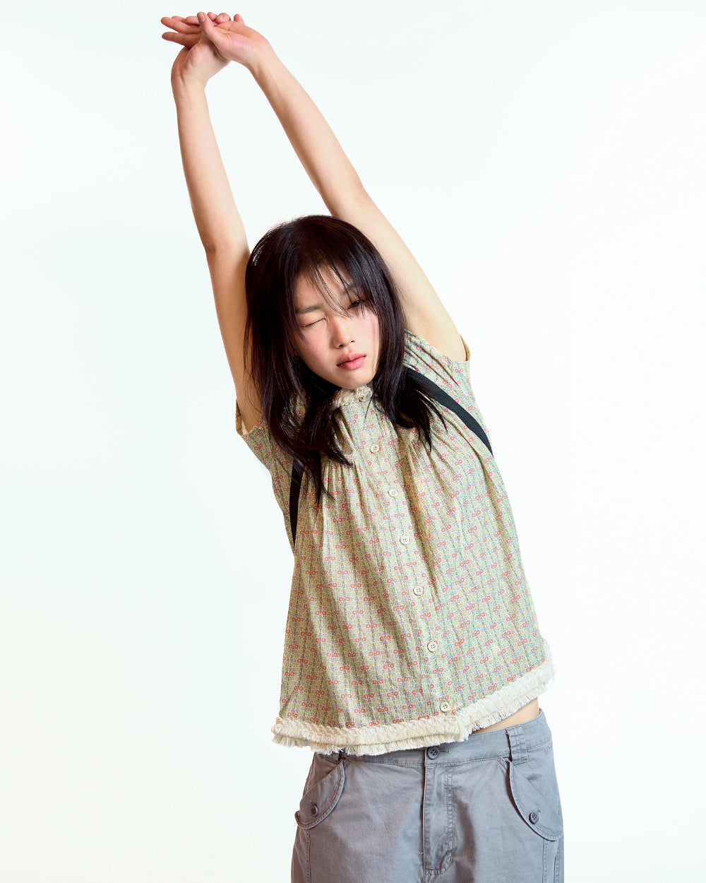 Coyseio - Fringe Shirring Blouse (Light Green) product image 3 | TRAB K-Fashion Australia