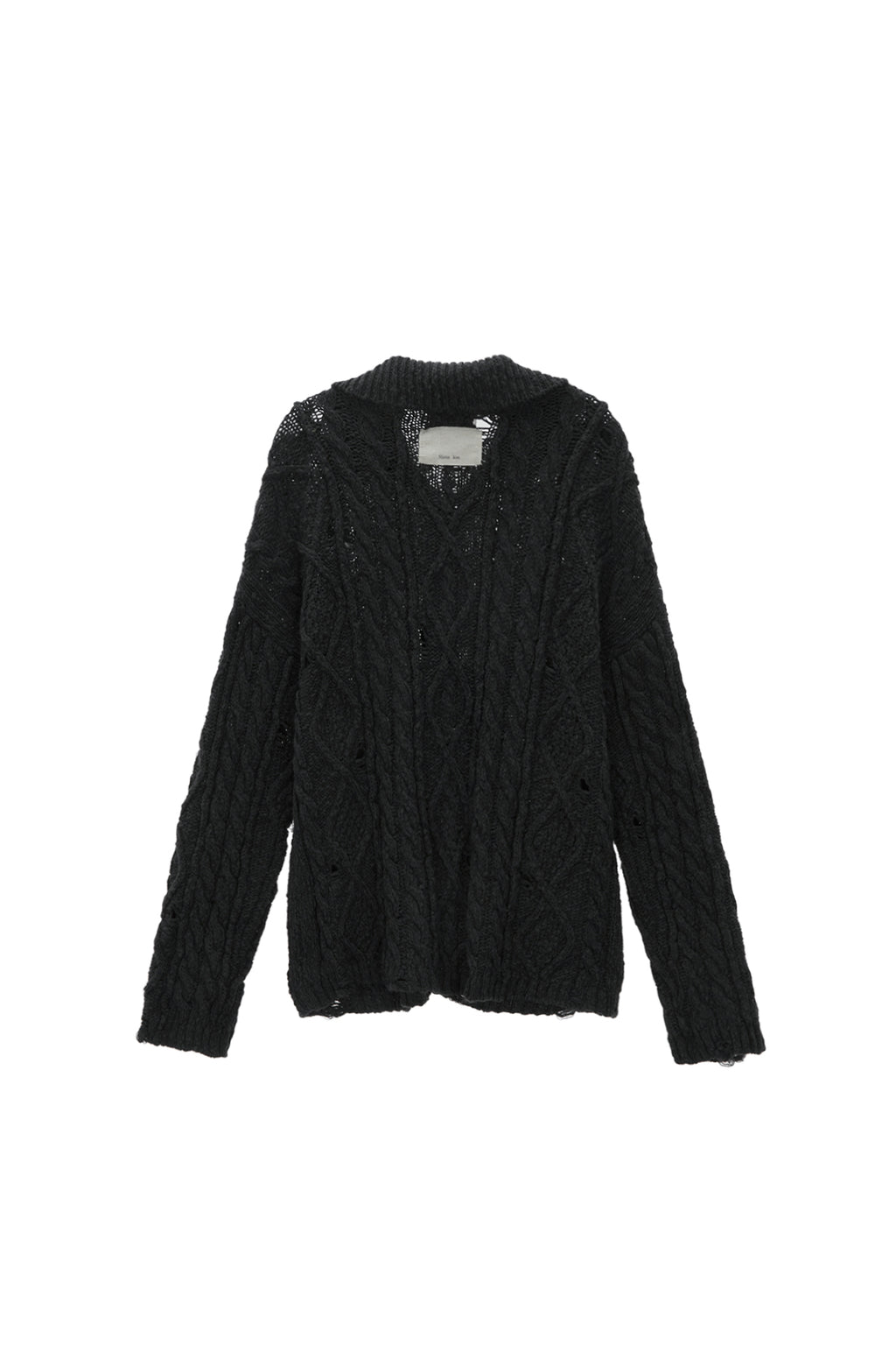 Matin Kim - Damage Cable Cardigan (Charcoal) product image 2 | TRAB K-Fashion Australia