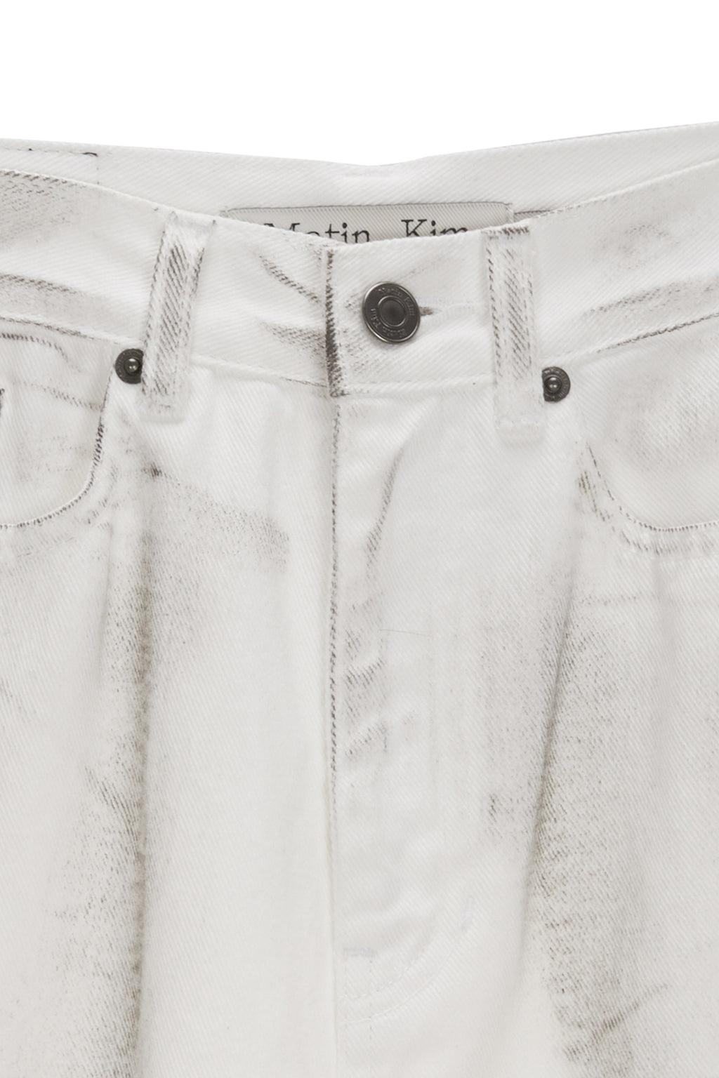 Matin Kim - Line Point Painting Denim Pants (White) product image 3 | TRAB K-Fashion Australia