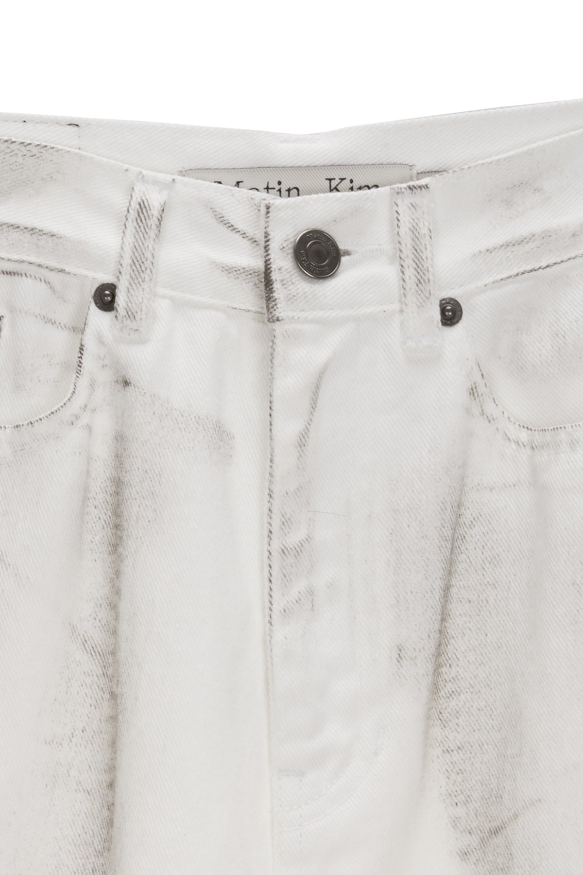 Matin Kim - Line Point Painting Denim Pants (White) product image 3 | TRAB K-Fashion Australia