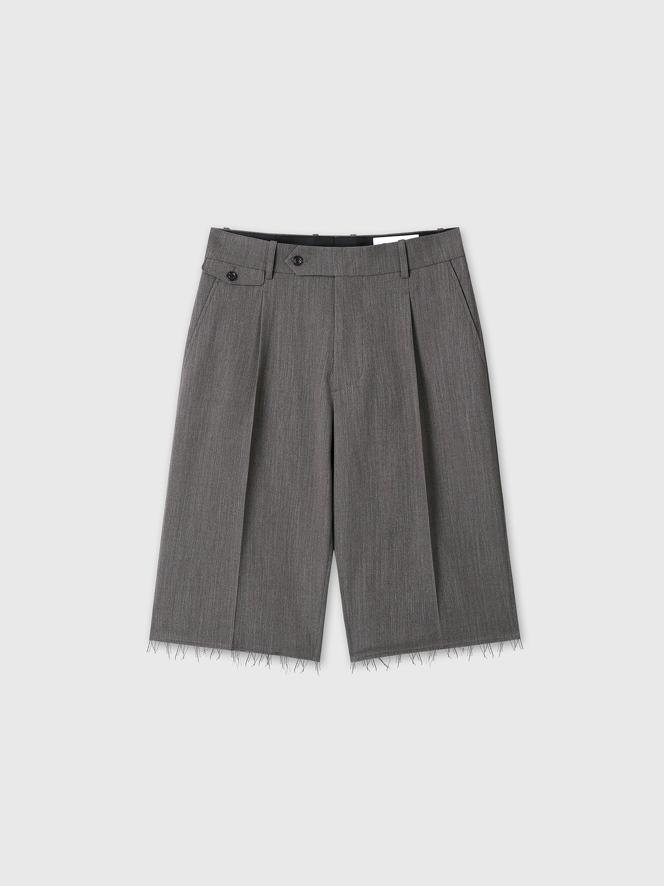 Tonywack - Raw-Cut Wool Pleated Tailored Shorts (Melange Grey) product image 12 | TRAB K-Fashion Australia