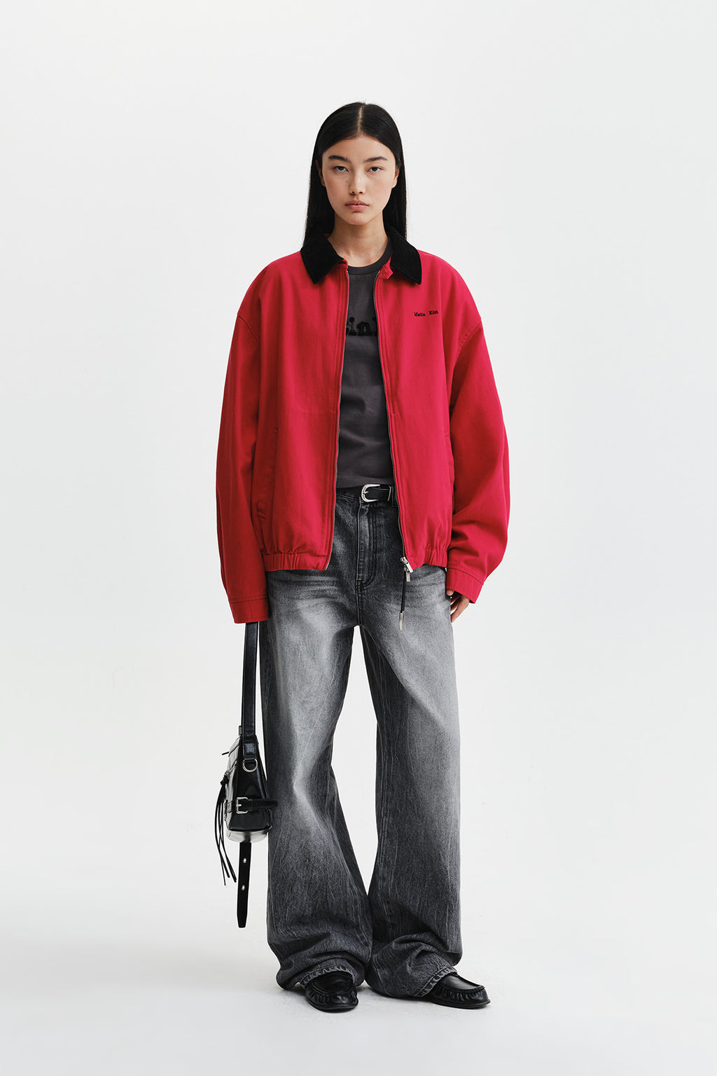 Matin Kim - Corduroy Contrast Trim Blouson Jumper (Red) product image 10 | TRAB K-Fashion Australia