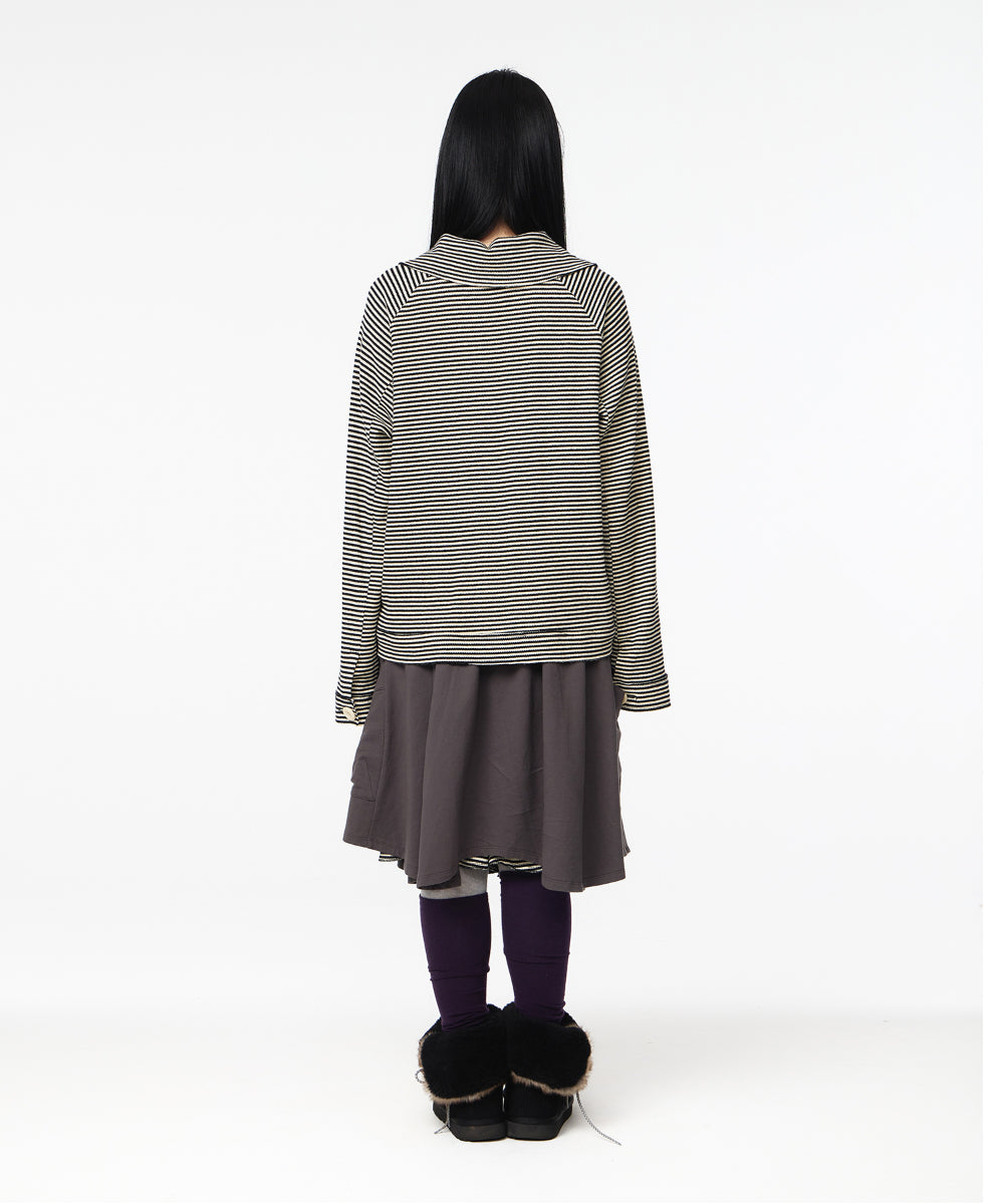 Coyseio - Wide Collar Waffle Stripe Shirt (Black) product image 10 | TRAB K-Fashion Australia