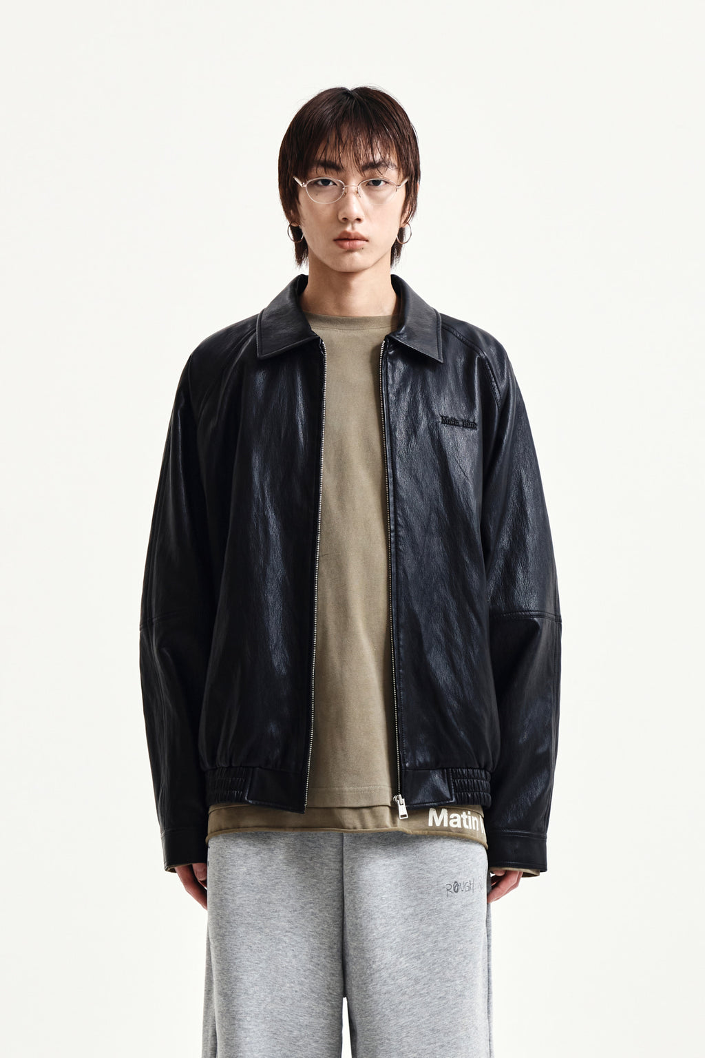 Matin Kim - Small Logo Quilted Faux Leather Zip Up Jumper (Black) product image 11 | TRAB K-Fashion Australia