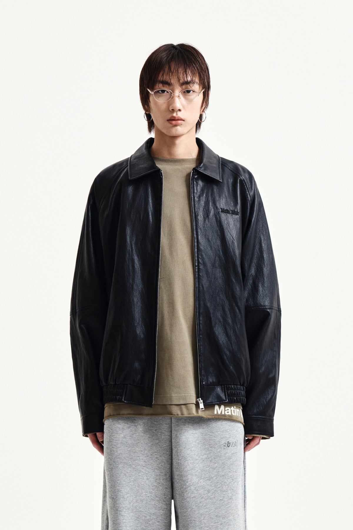 Matin Kim - Small Logo Quilted Faux Leather Zip Up Jumper (Black) product image 11 | TRAB K-Fashion Australia