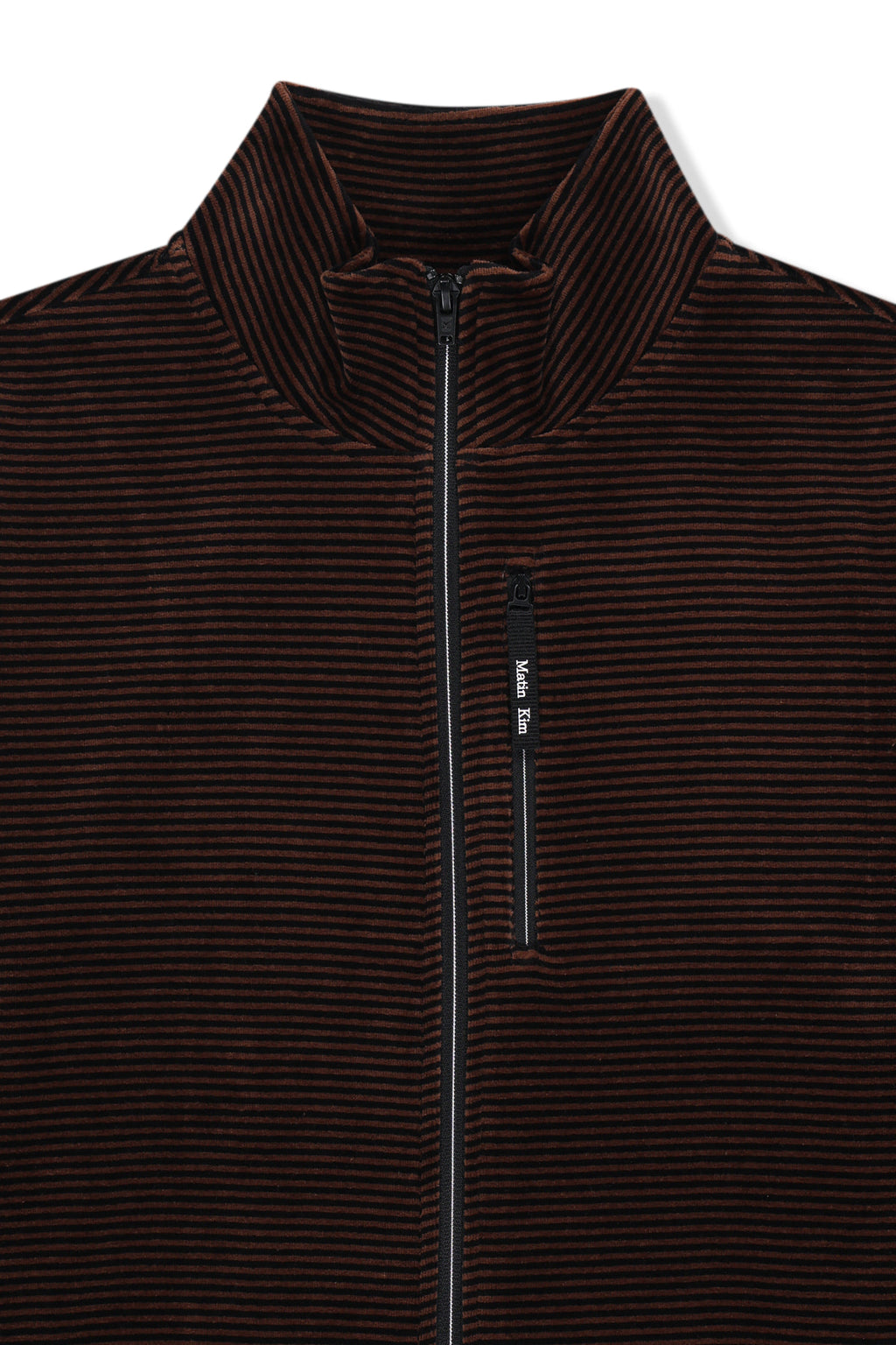 Matin Kim - [Pre-Order – Ships October 8] Striped Velour Zip Up (Brown) product image 3 | TRAB K-Fashion Australia