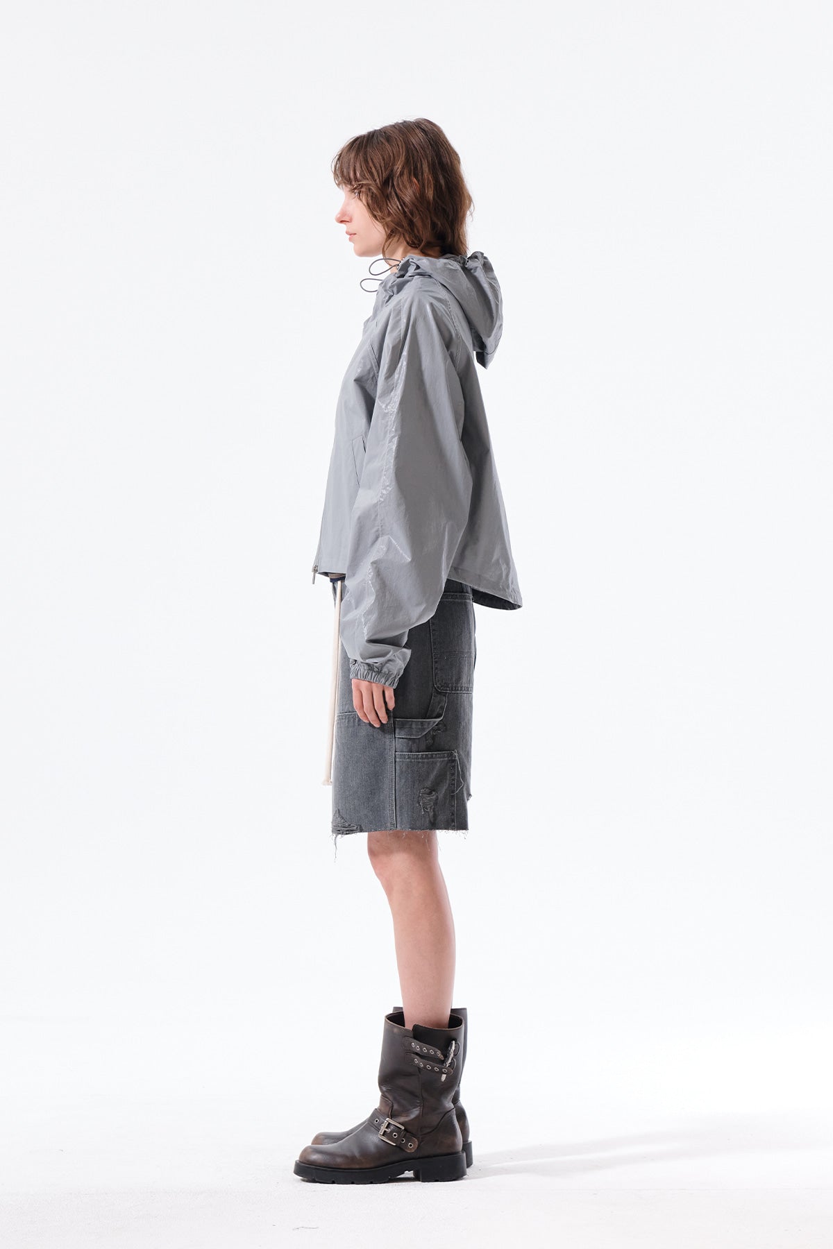 Matin Kim - Matin Crop Hoody Coating Jumper (Dark Grey) product image 6 | TRAB K-Fashion Australia