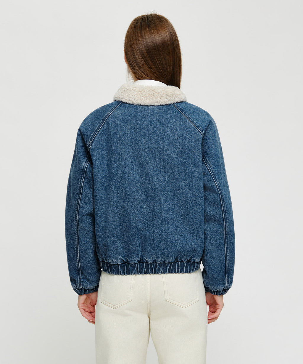 Marithe & Francois Girbaud - [Pre-order – Ships 30 Sep] Fleece Contrast Denim Jacket (Blue) product image 3 | TRAB K-Fashion Australia