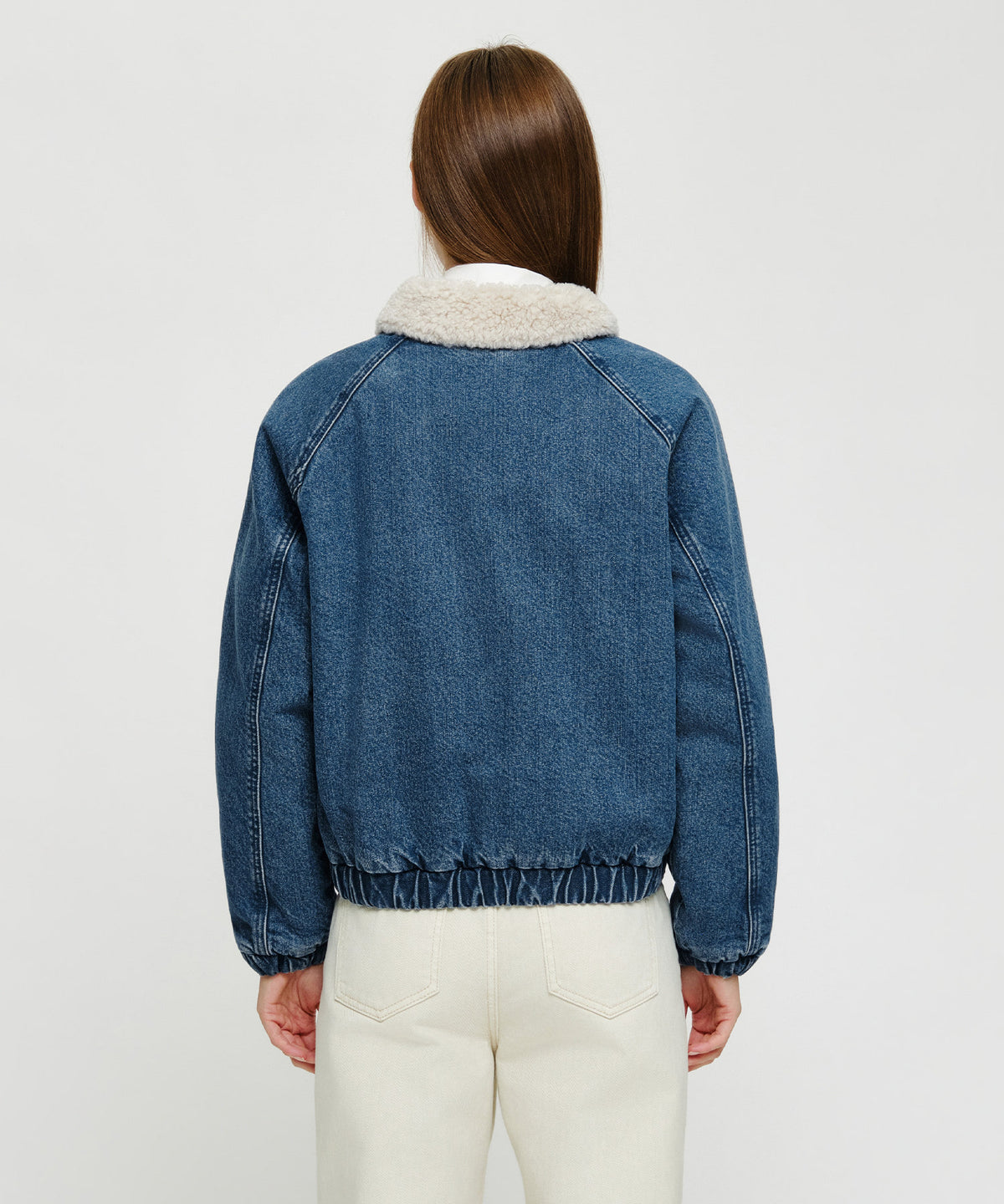 Marithe & Francois Girbaud - [Pre-order – Ships 30 Sep] Fleece Contrast Denim Jacket (Blue) product image 3 | TRAB K-Fashion Australia
