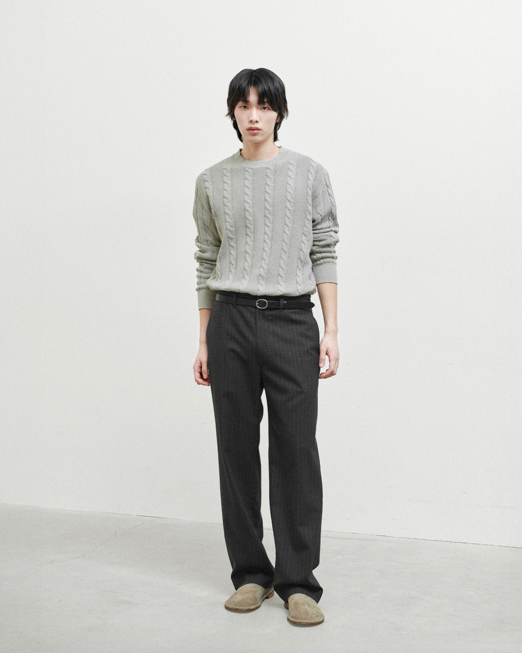 Brownyard - Essential Wool Trouser (Charcoal Stripe) product image 2 | TRAB K-Fashion Australia