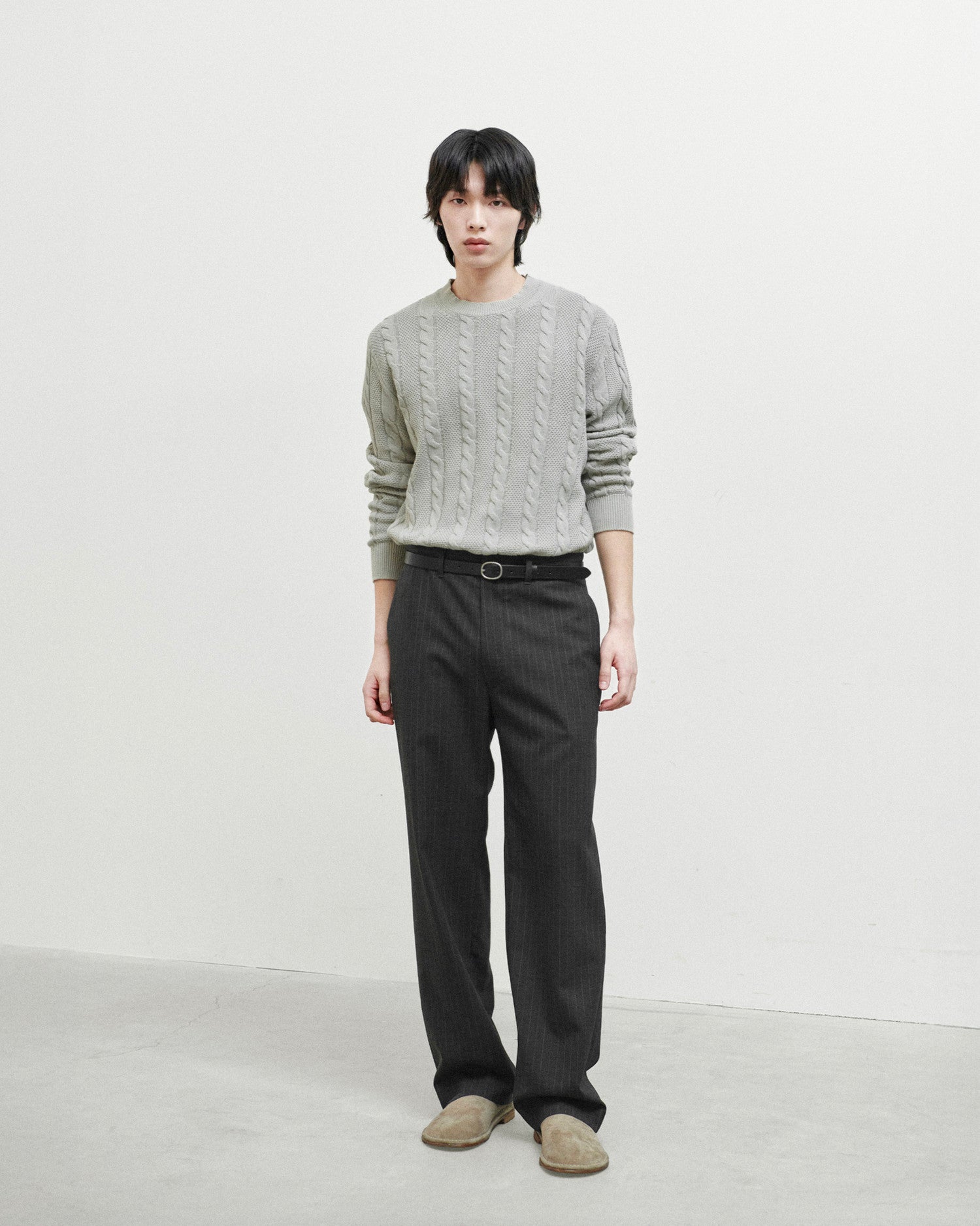 Brownyard - Essential Wool Trouser (Charcoal Stripe) product image 2 | TRAB K-Fashion Australia