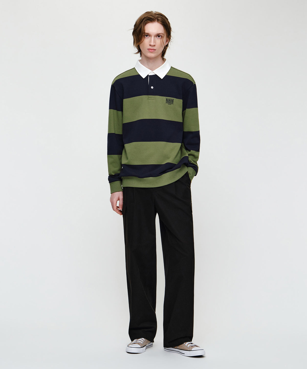 Marithe & Francois Girbaud - Small Classic Logo Rugby Stripe Sweatshirt (Navy) product image 4 | TRAB K-Fashion Australia