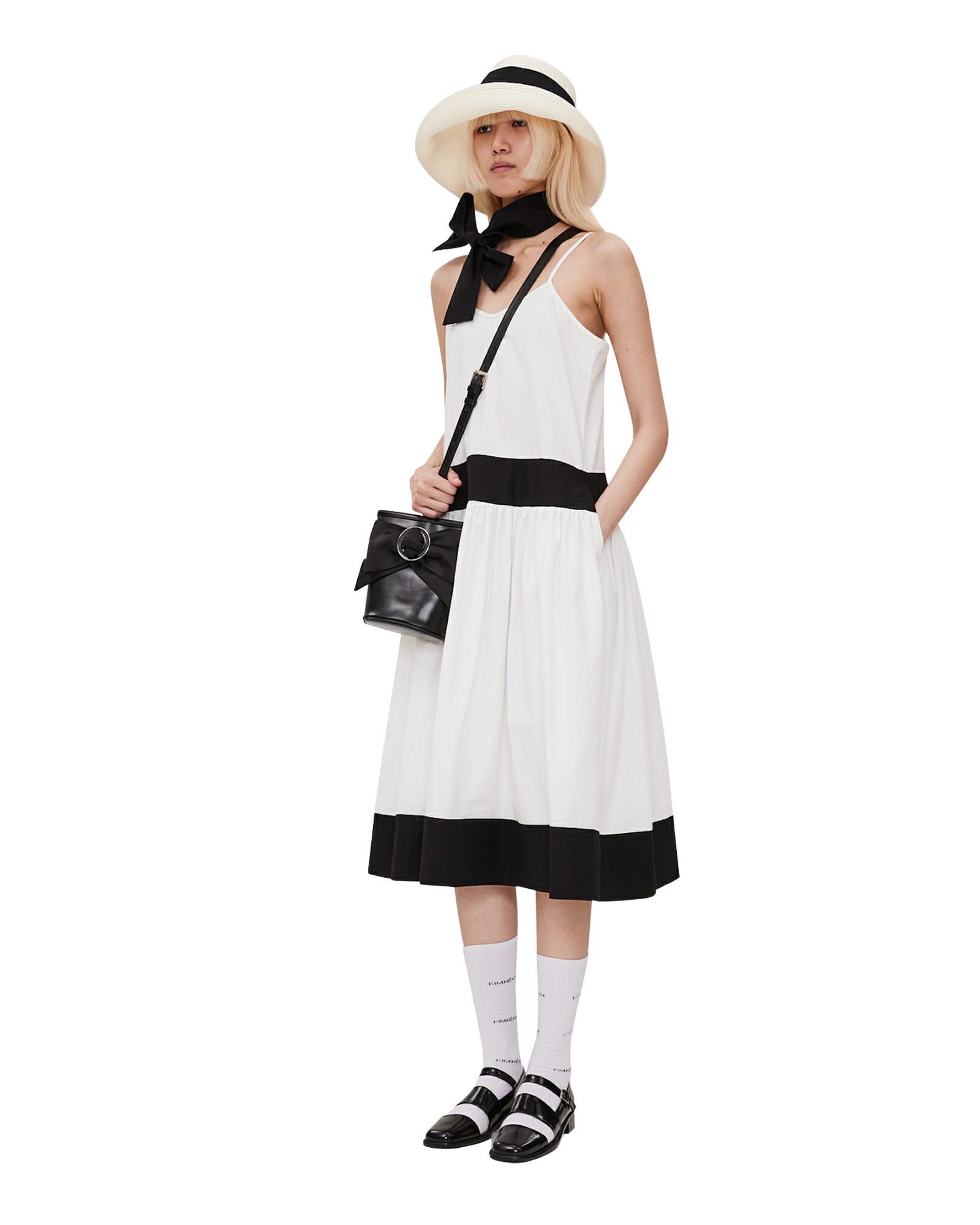 Kimhe Kim - Bi-Color Cotton Blend Midi Dress (Black/White) product image 2 | TRAB K-Fashion Australia