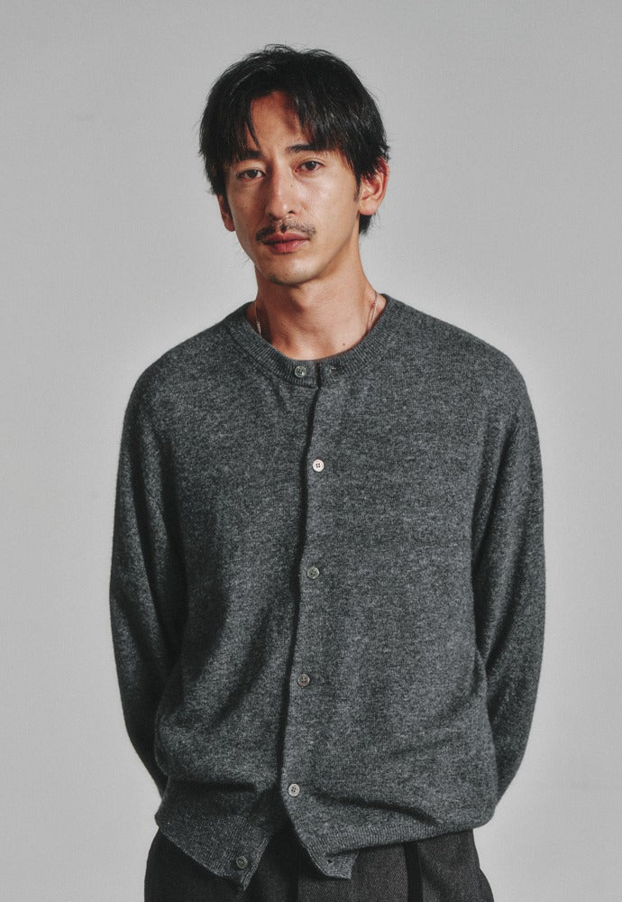 Art if acts - Wholegarment Round Neck Cardigan (Charcoal) product image 1 | TRAB K-Fashion Australia