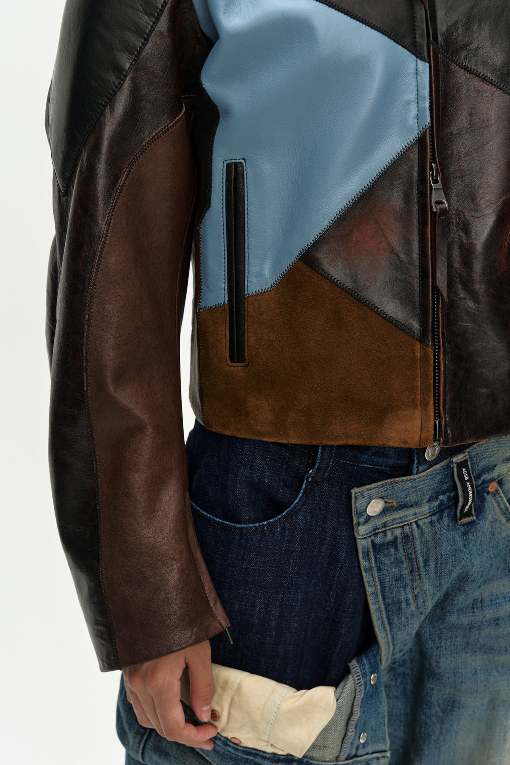 Andersson Bell - Leather Patchwork Biker Jacket (Dark Brown) product image 6 | TRAB K-Fashion Australia
