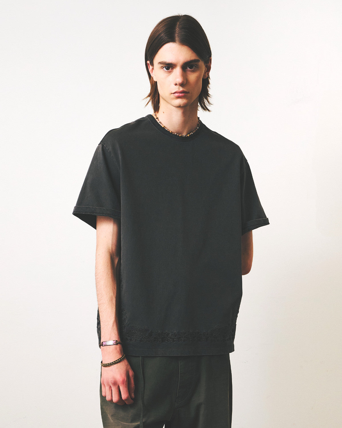 Eastlogue - Paisley Embroidered T-shirts (Pigment Charcoal) product image 4 | TRAB K-Fashion Australia