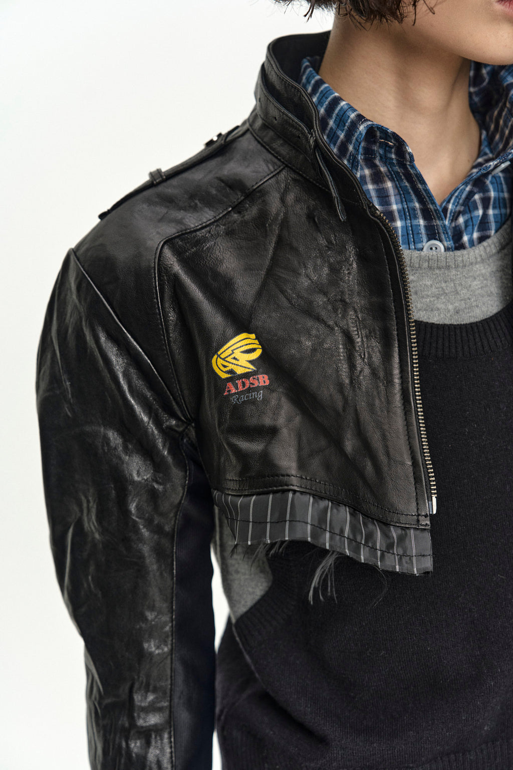 Andersson Bell - Cut-Out Shrunken Racing Leather Jacket (Black) product image 6 | TRAB K-Fashion Australia