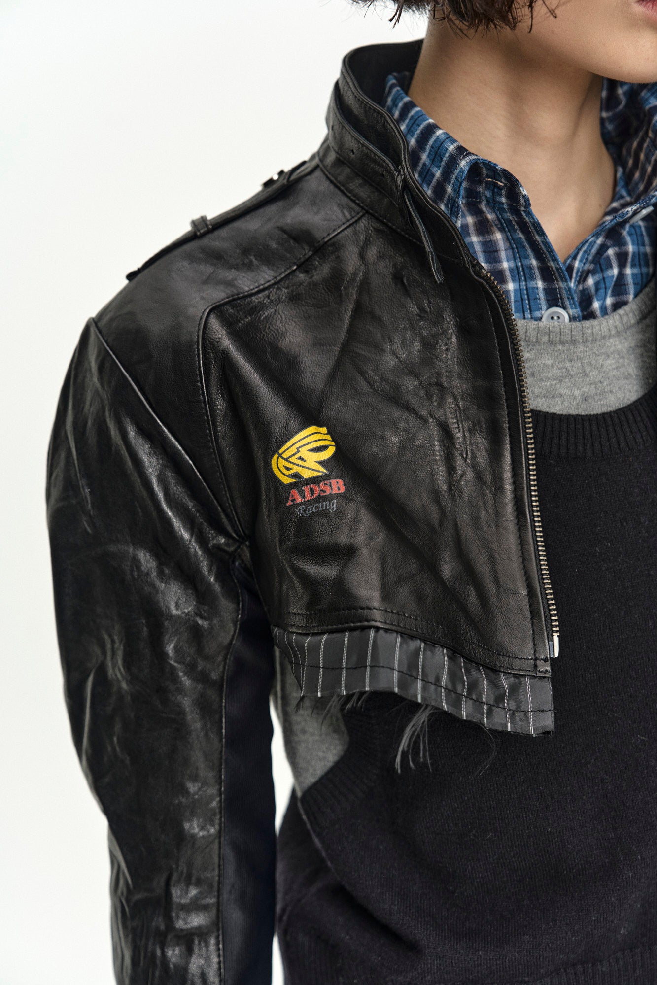 Andersson Bell - Cut-Out Shrunken Racing Leather Jacket (Black) product image 6 | TRAB K-Fashion Australia