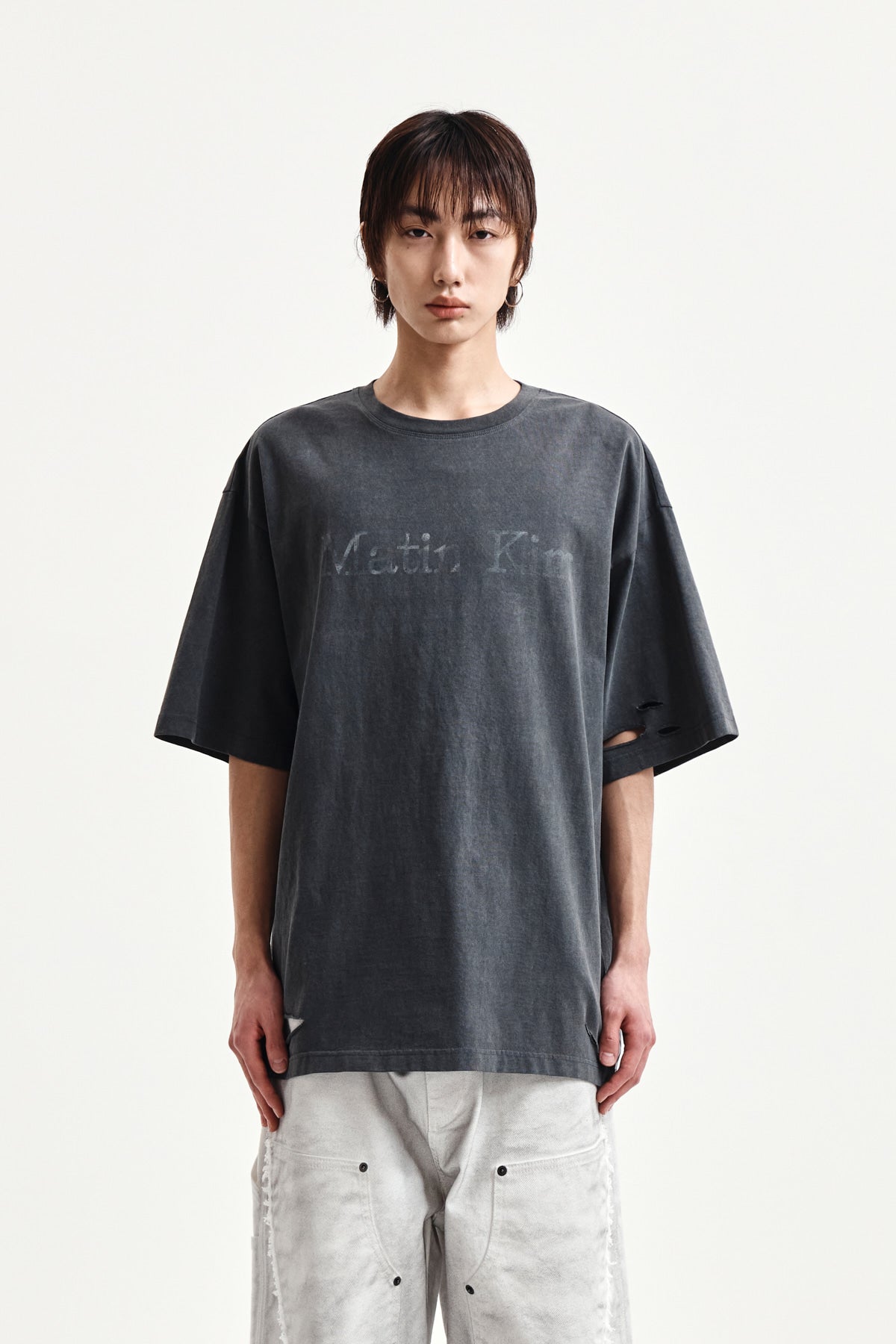 Matin Kim - Distressed Logo Top (Charcoal) product image 10 | TRAB K-Fashion Australia