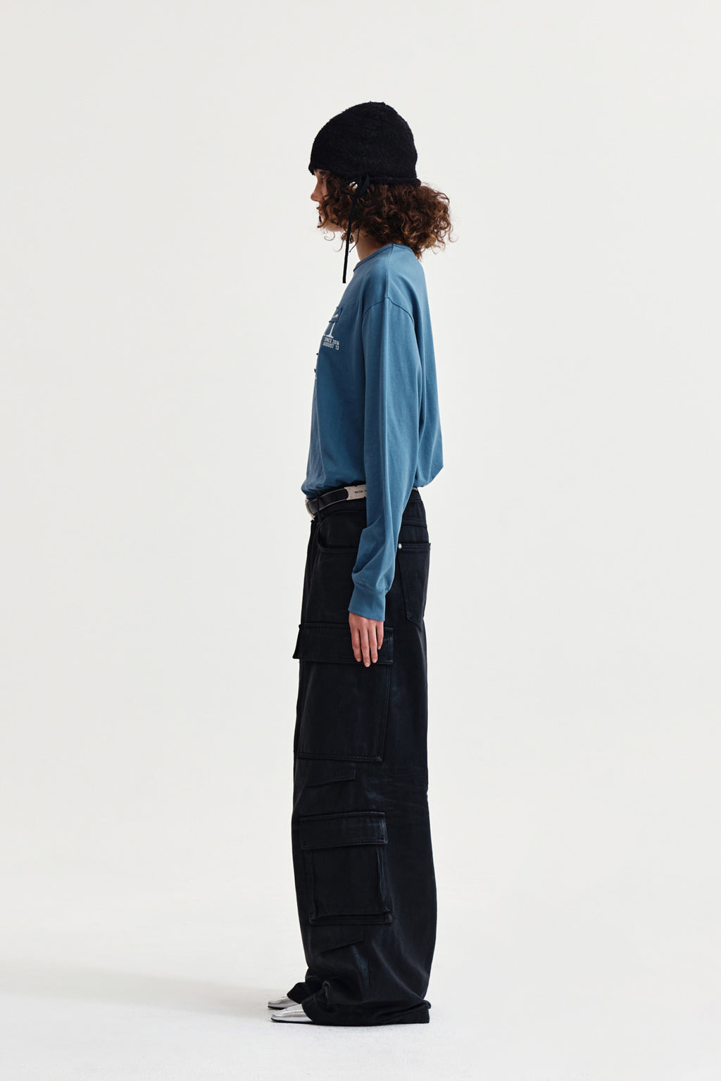 Matin Kim - Patch Graphic Long Sleeve Top (Smoke Blue) product image 6 | TRAB K-Fashion Australia