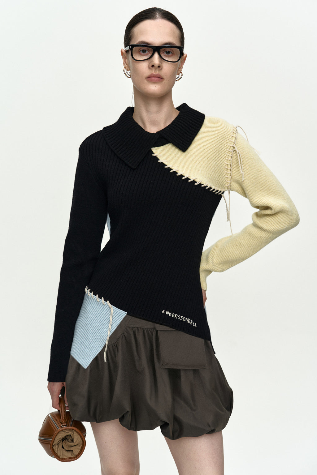 Andersson Bell - Asymmetric Panel Collar Sweater (Black) product image 5 | TRAB K-Fashion Australia