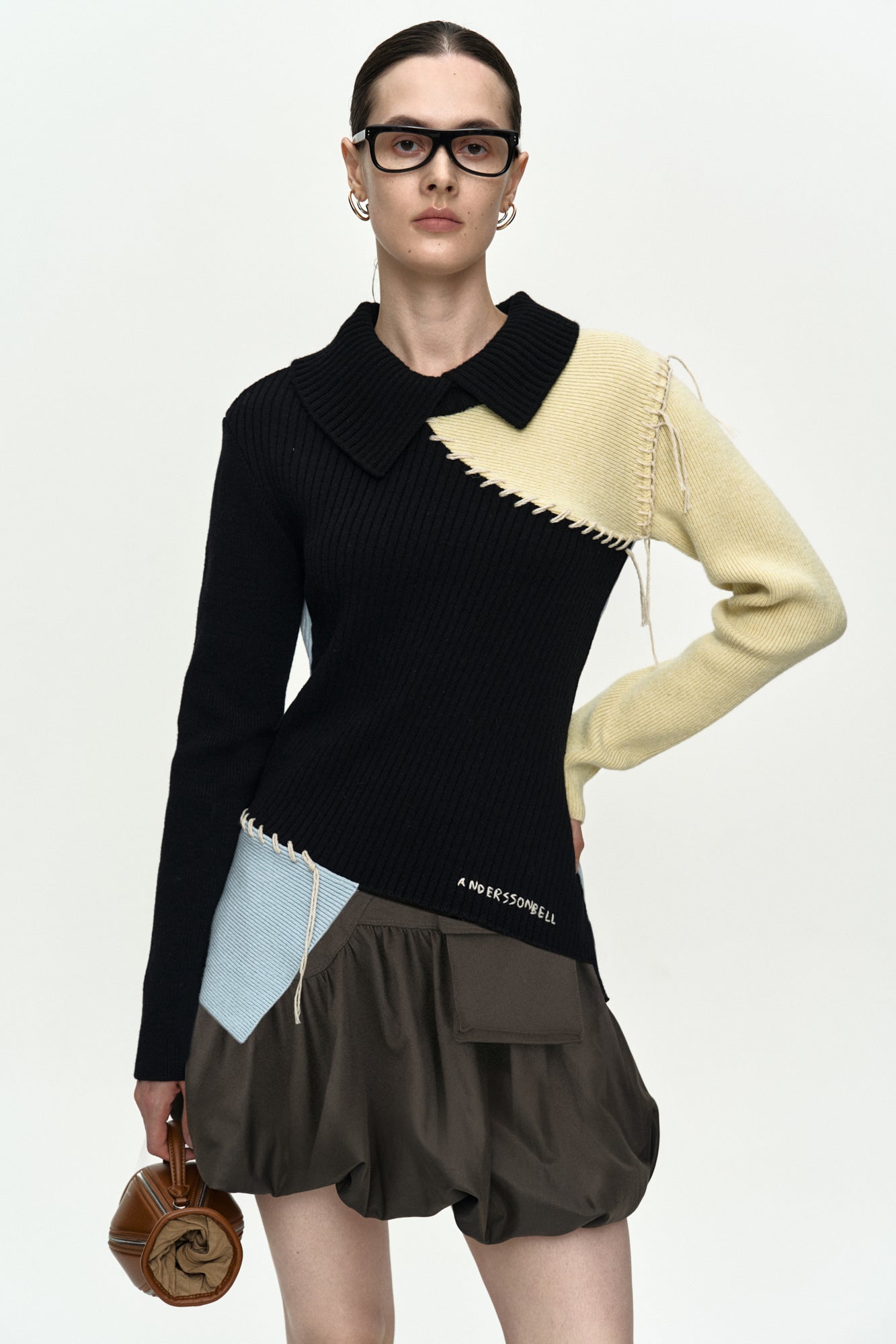 Andersson Bell - Asymmetric Panel Collar Sweater (Black) product image 5 | TRAB K-Fashion Australia