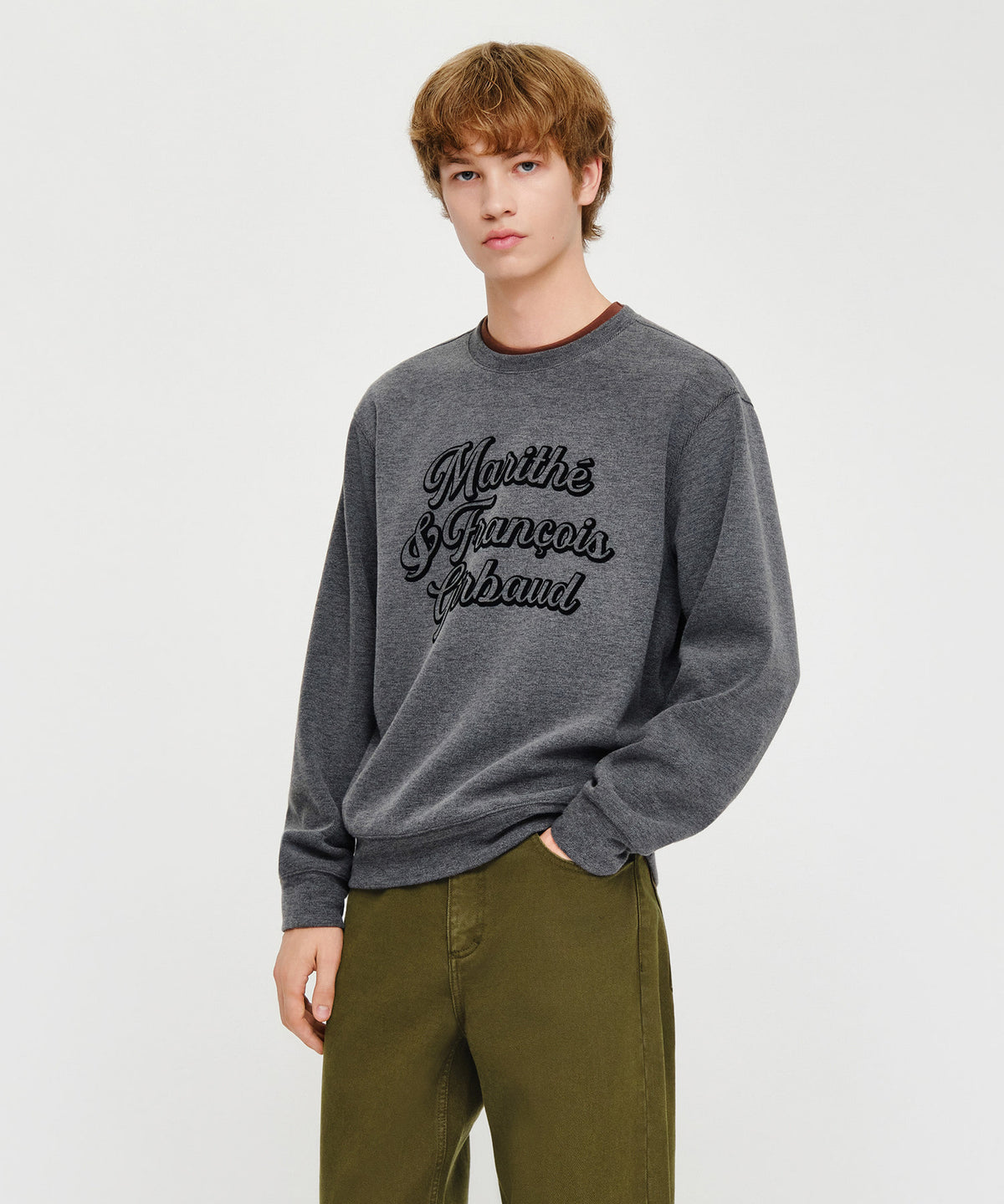Marithe & Francois Girbaud - Drawing Logo Sakariba Sweatshirt (Heather Charcoal) product image 2 | TRAB K-Fashion Australia