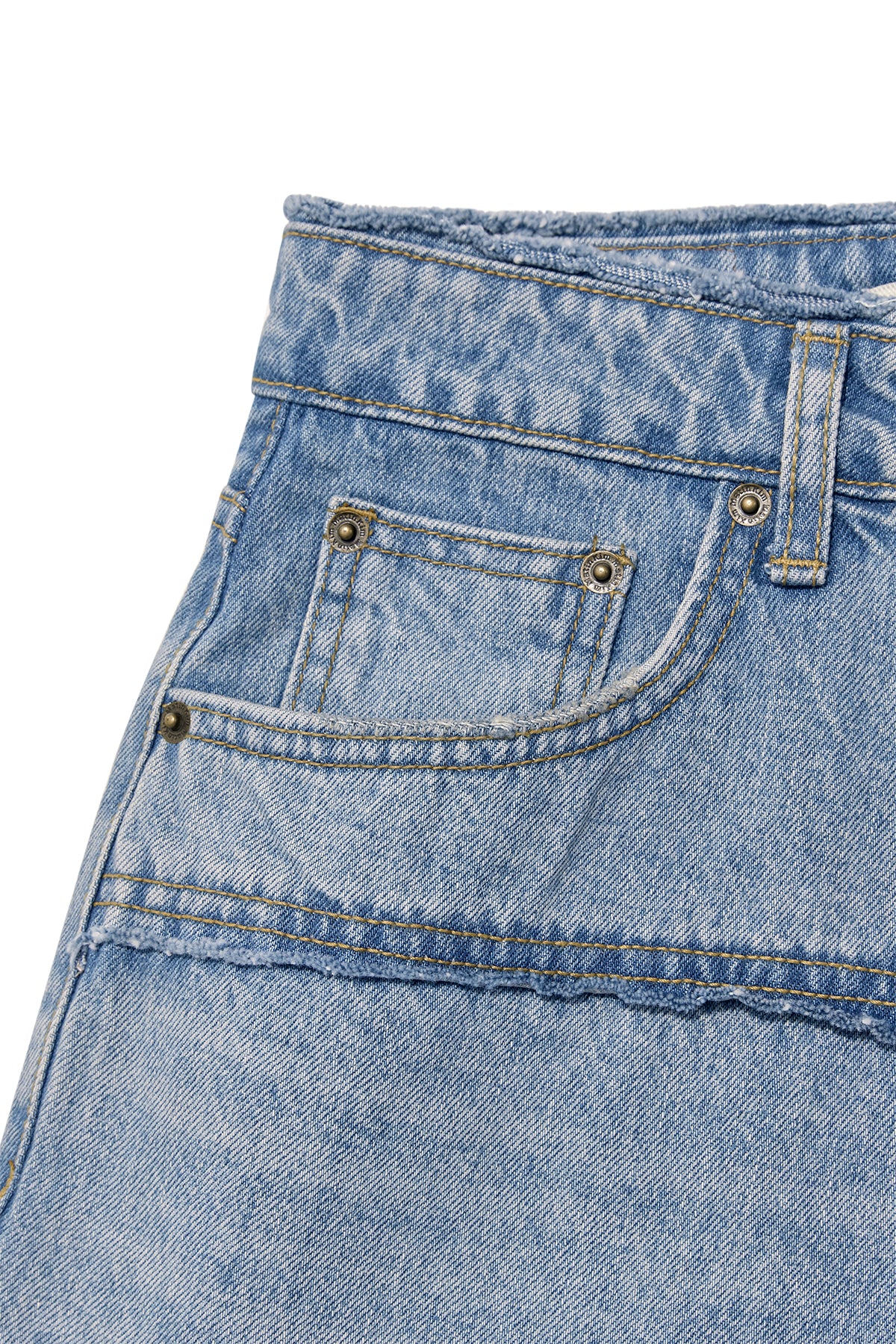 Matin Kim - Cut Line Point Denim Shorts (Blue) product image 4 | TRAB K-Fashion Australia