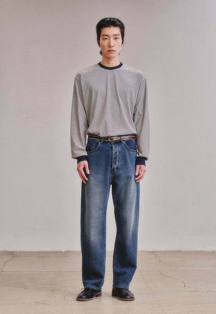 Art if acts - Washed Stripe Long Sleeve (Navy) product image 3 | TRAB K-Fashion Australia