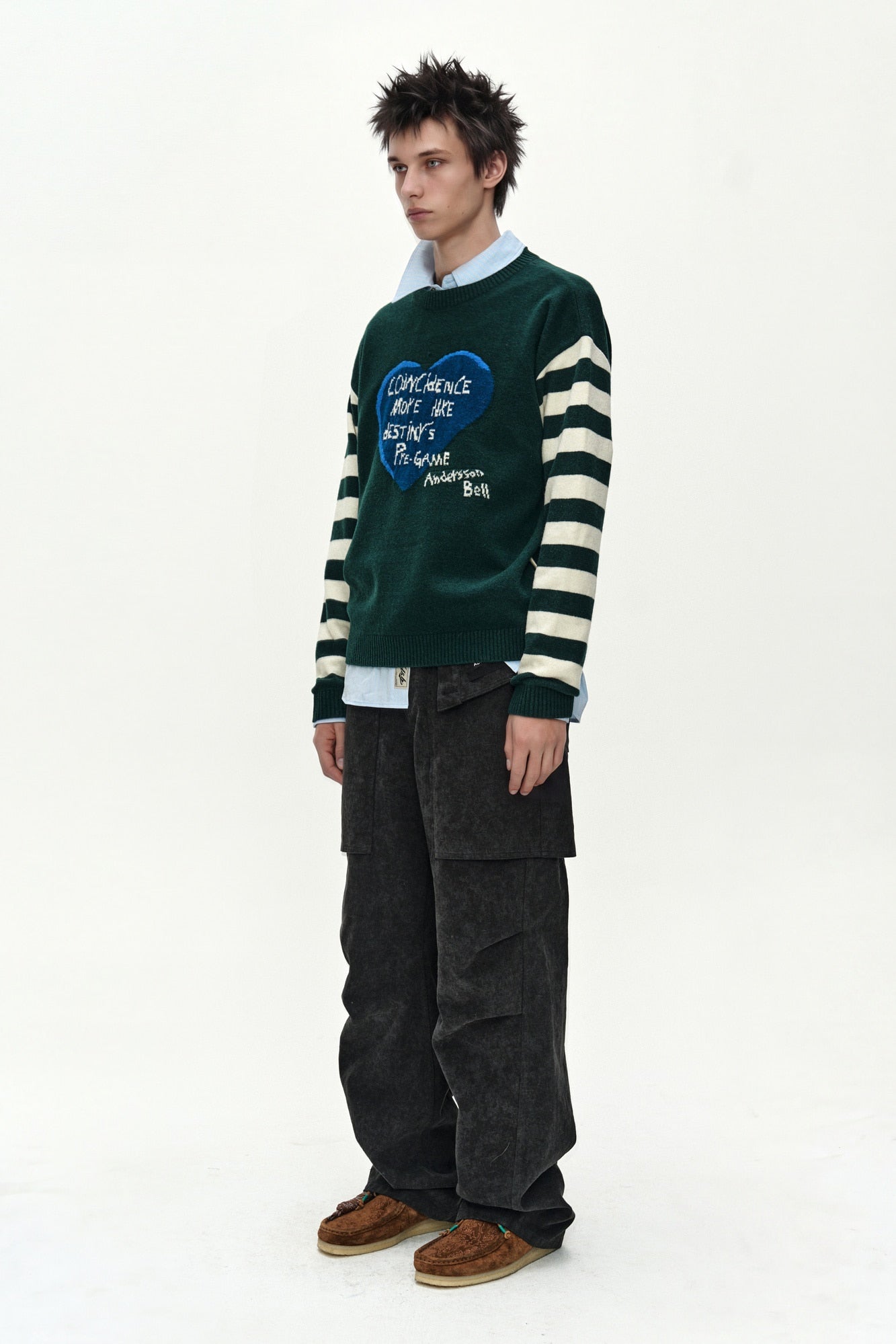 Andersson Bell - 26 Boy's Heart Message Crew-Neck Sweater (green/ivory) (Green/Ivory) product image 2 | TRAB K-Fashion Australia