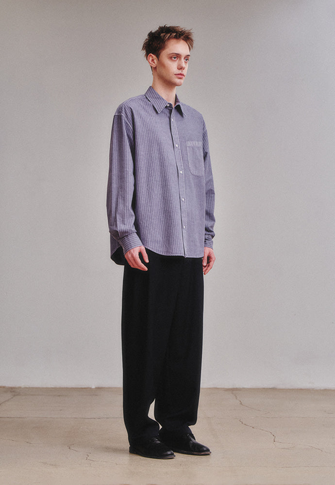 Art if acts - Pigment Dyed Stripe Shirt (Violet Grey) product image 4 | TRAB K-Fashion Australia